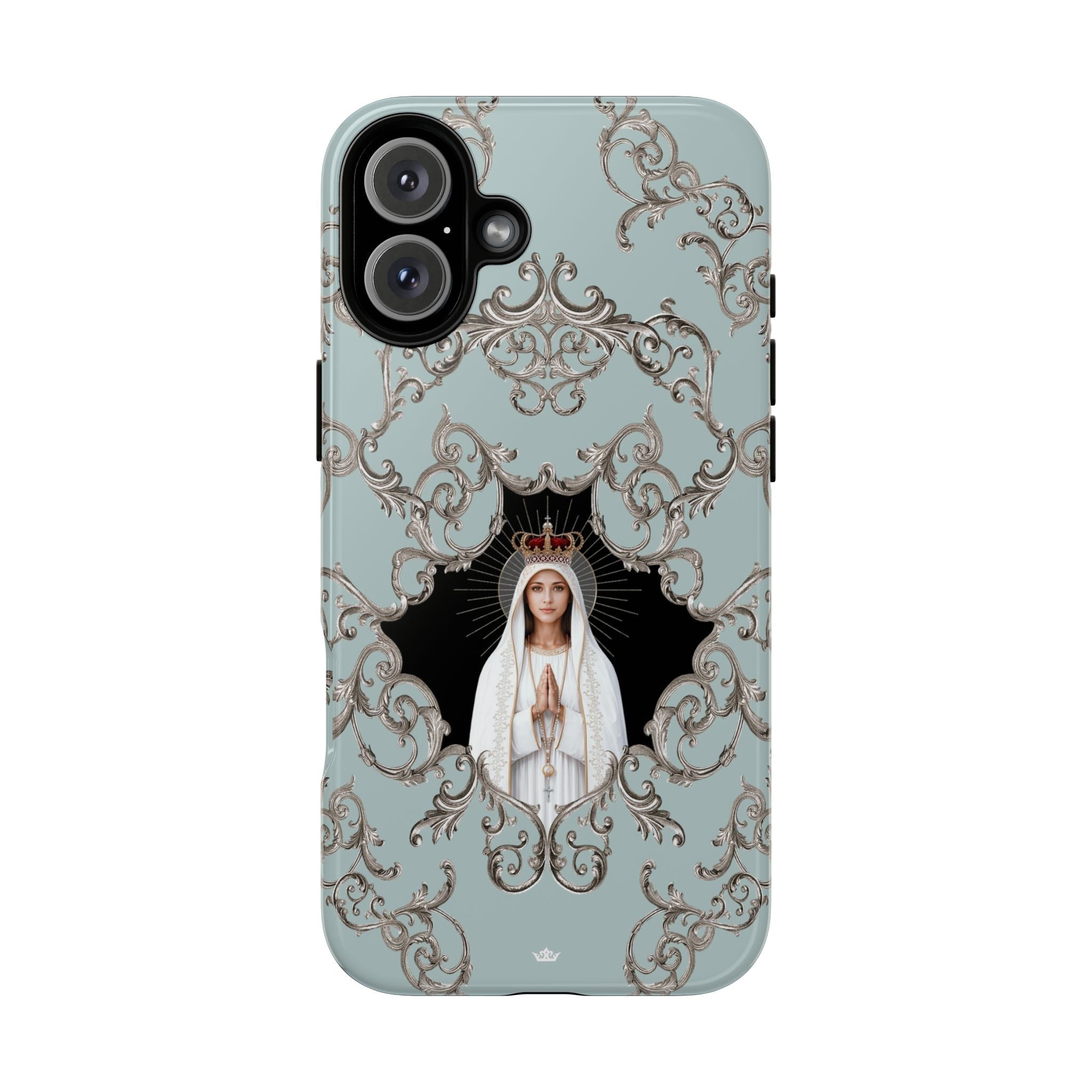 Our Lady of Fatima Hard Phone Case (Baroque Blue) - Venxara