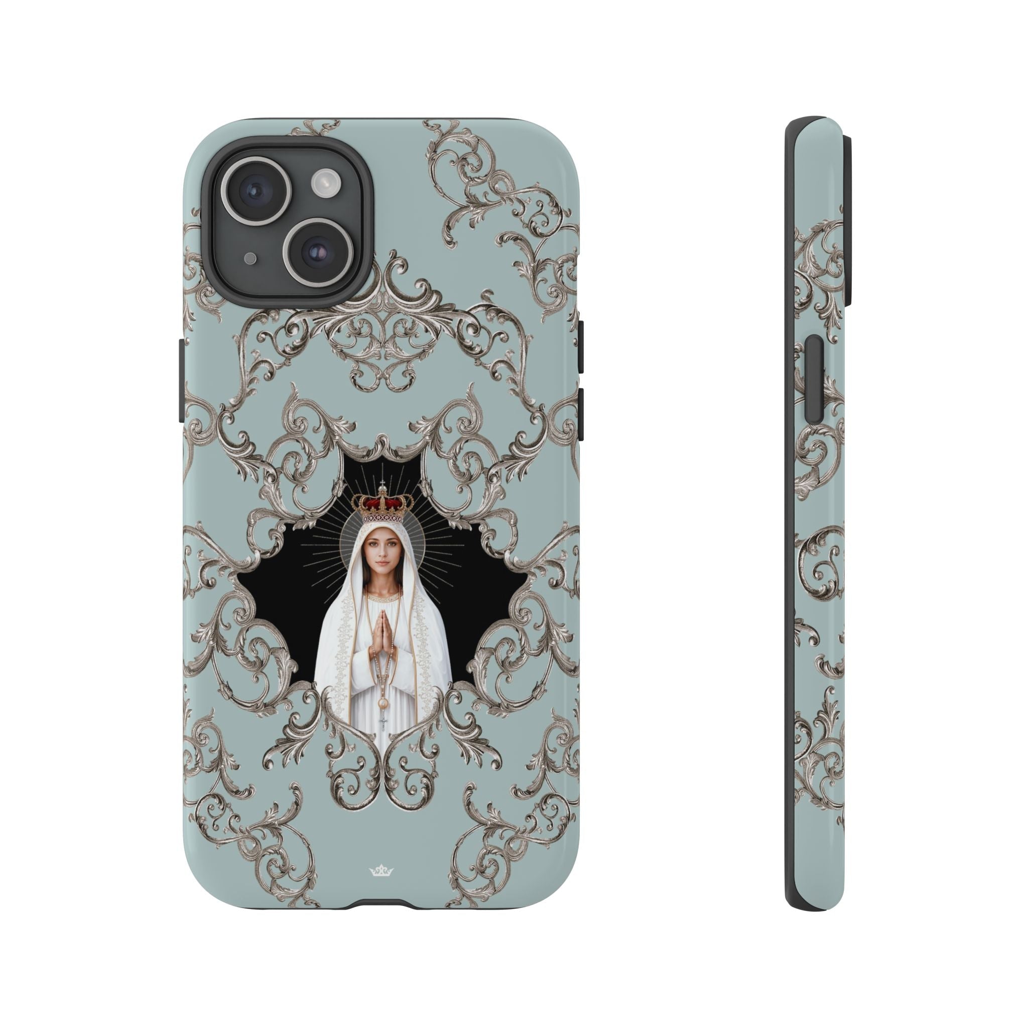 Our Lady of Fatima Hard Phone Case (Baroque Blue) - Venxara