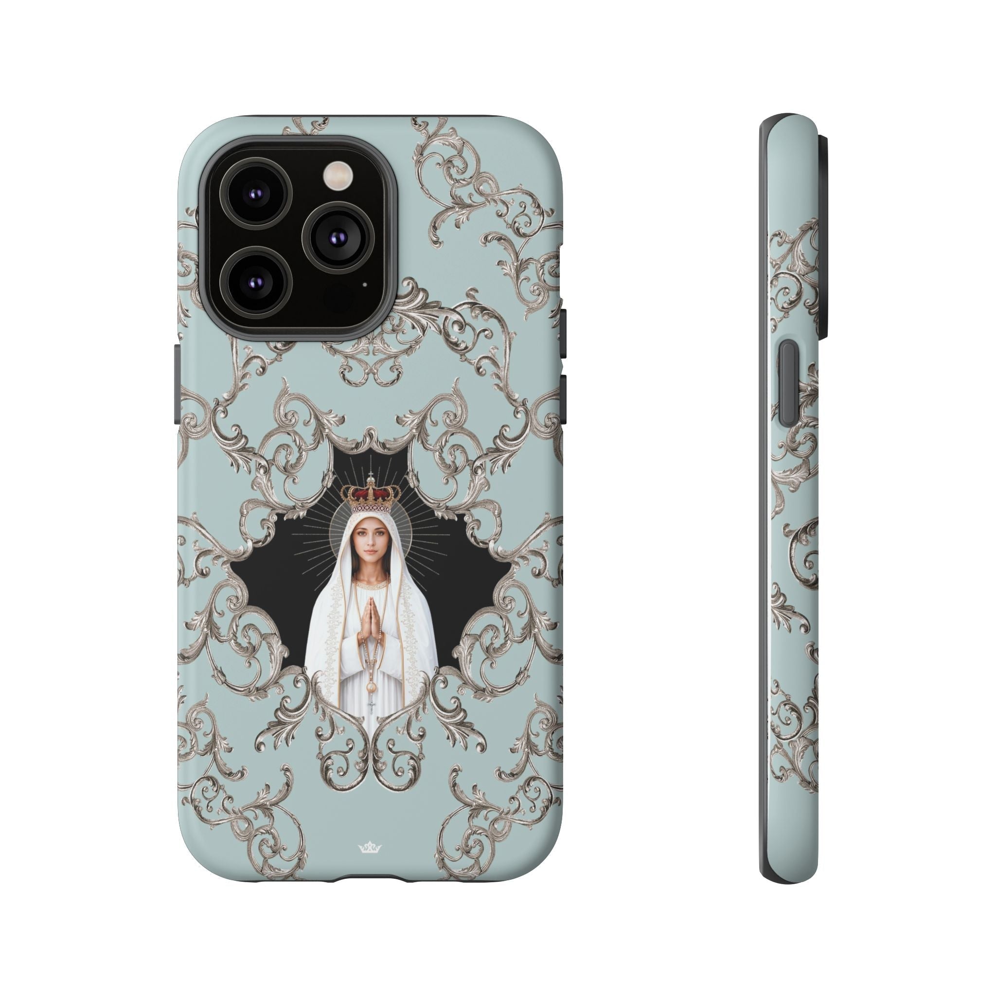 Our Lady of Fatima Hard Phone Case (Baroque Blue) - Venxara