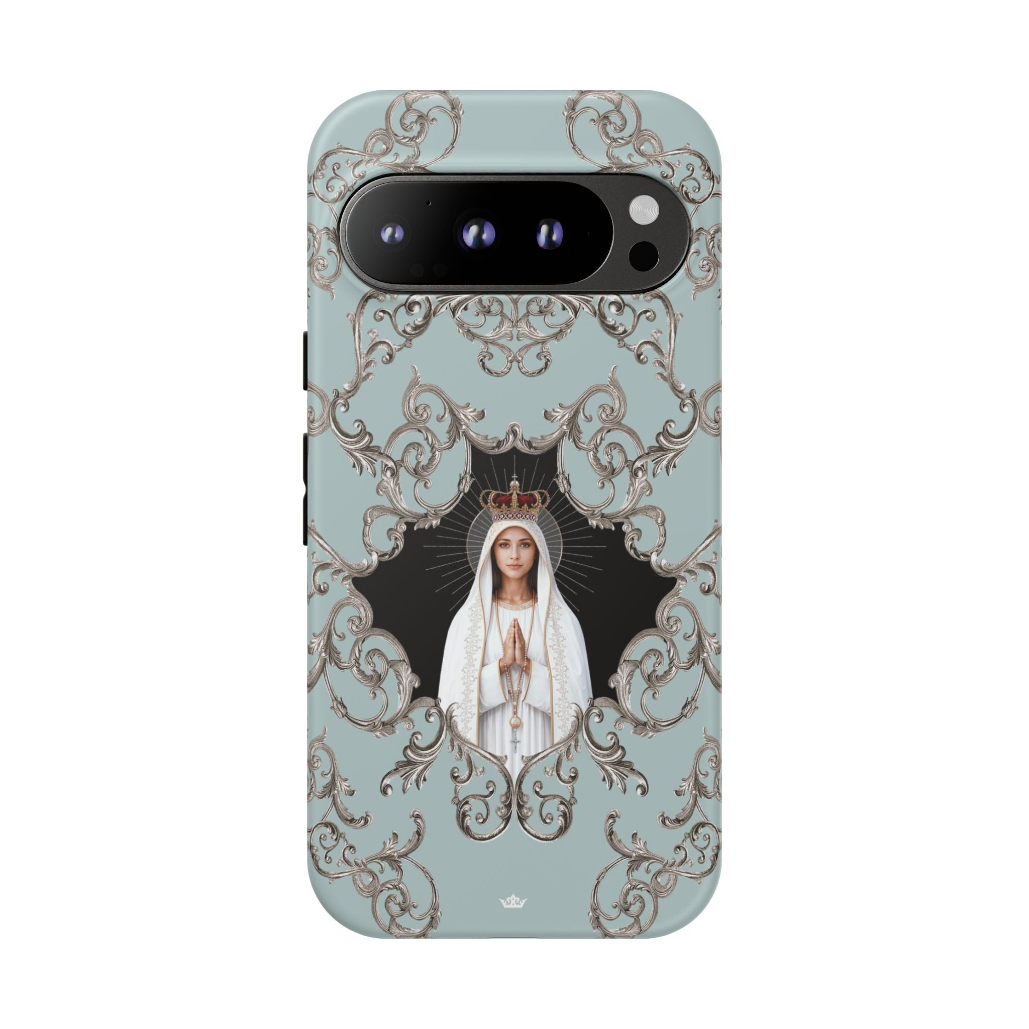 Our Lady of Fatima Hard Phone Case (Baroque Blue) - Venxara
