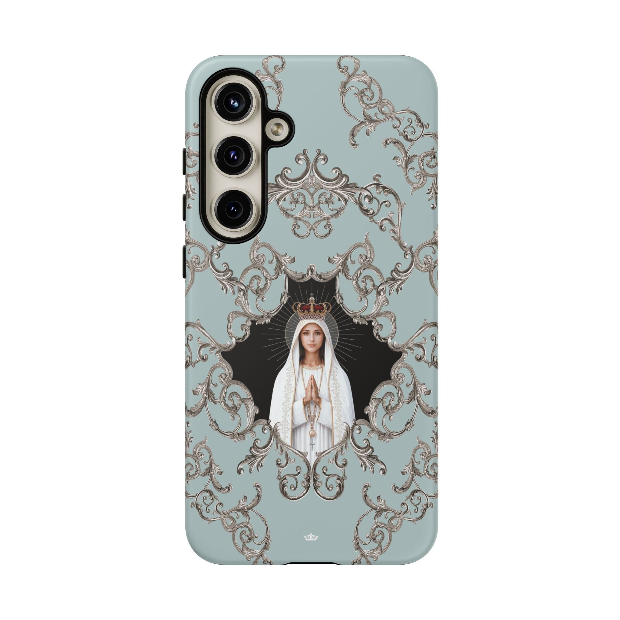 Our Lady of Fatima Hard Phone Case (Baroque Blue) - Venxara