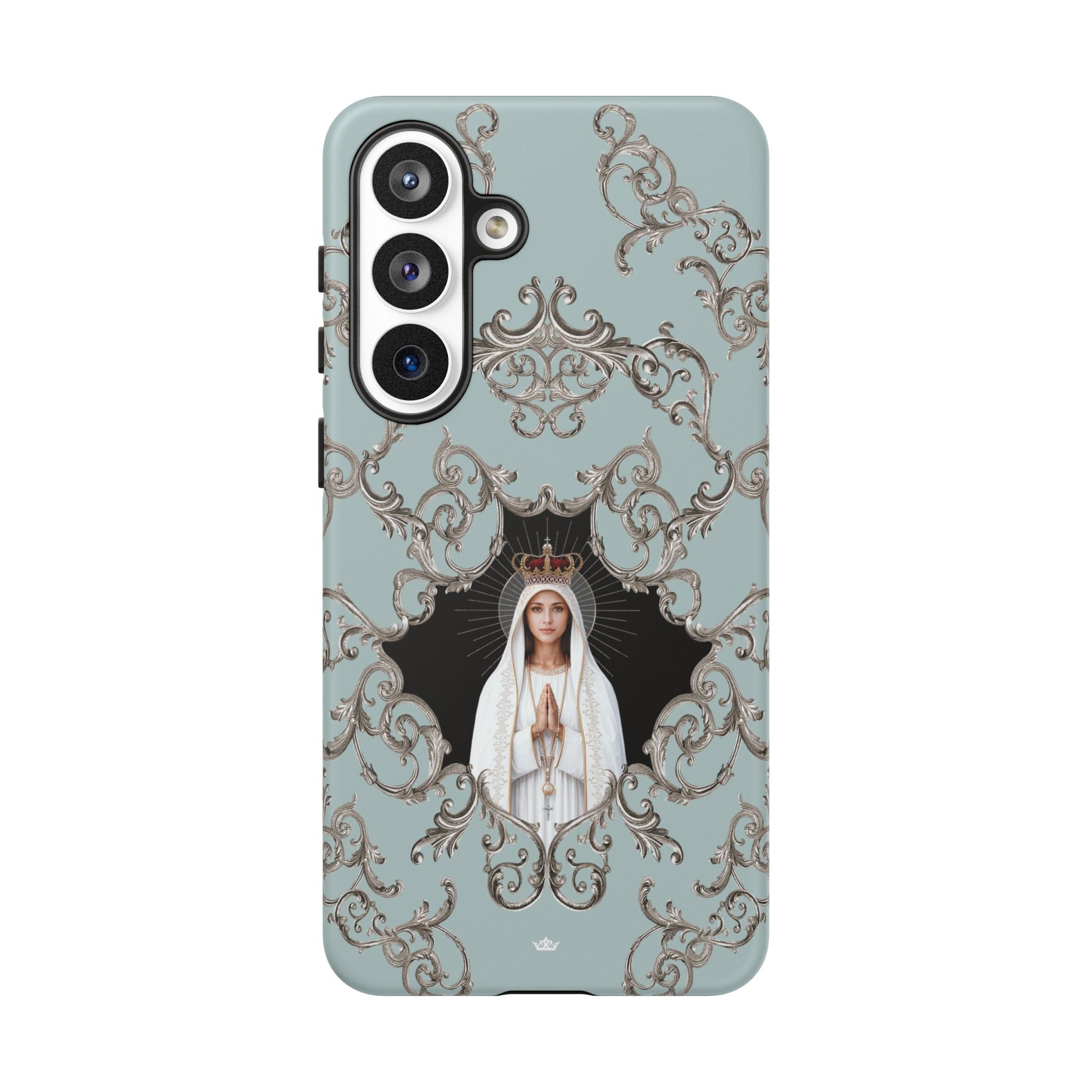 Our Lady of Fatima Hard Phone Case (Baroque Blue) - Venxara