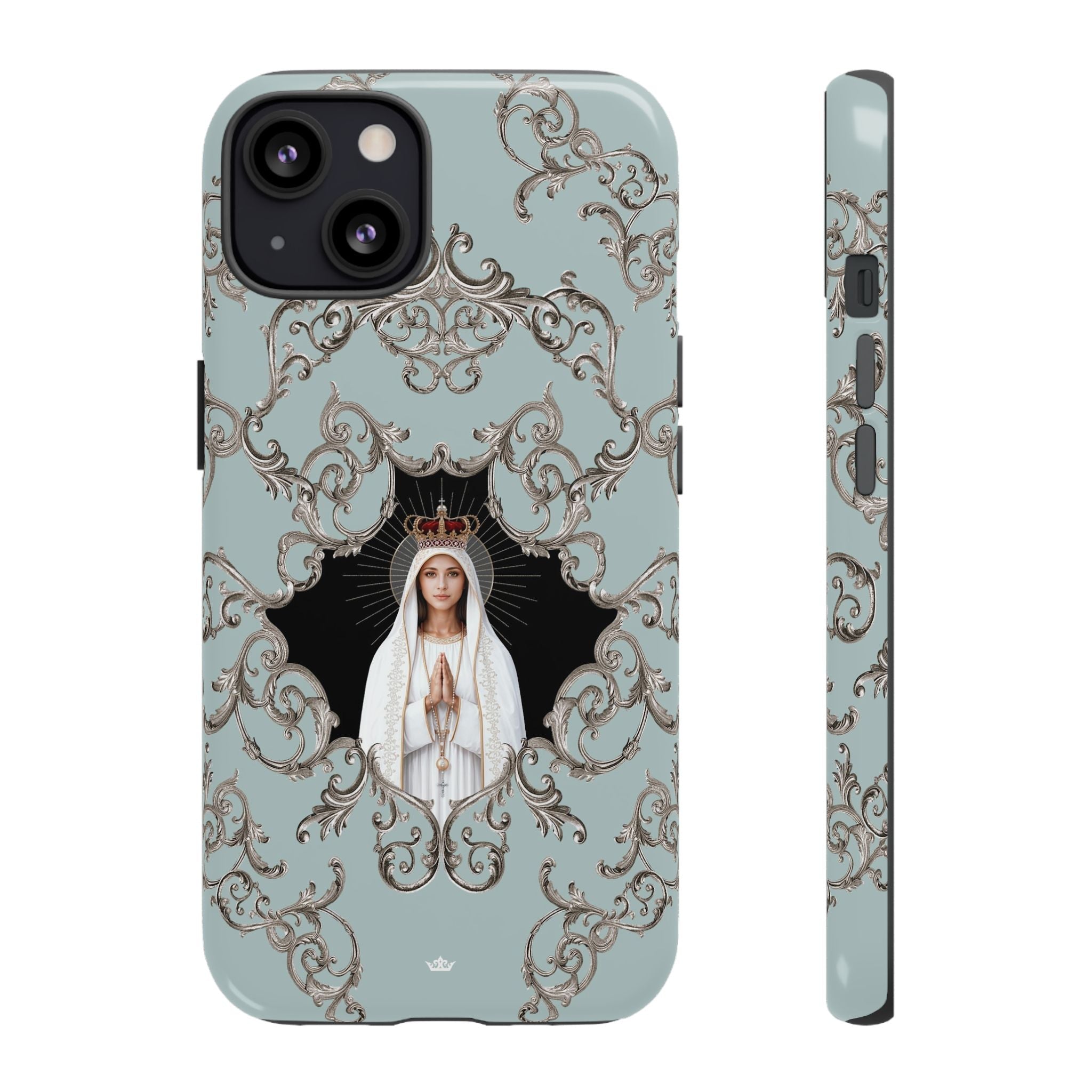 Our Lady of Fatima Hard Phone Case (Baroque Blue) - Venxara