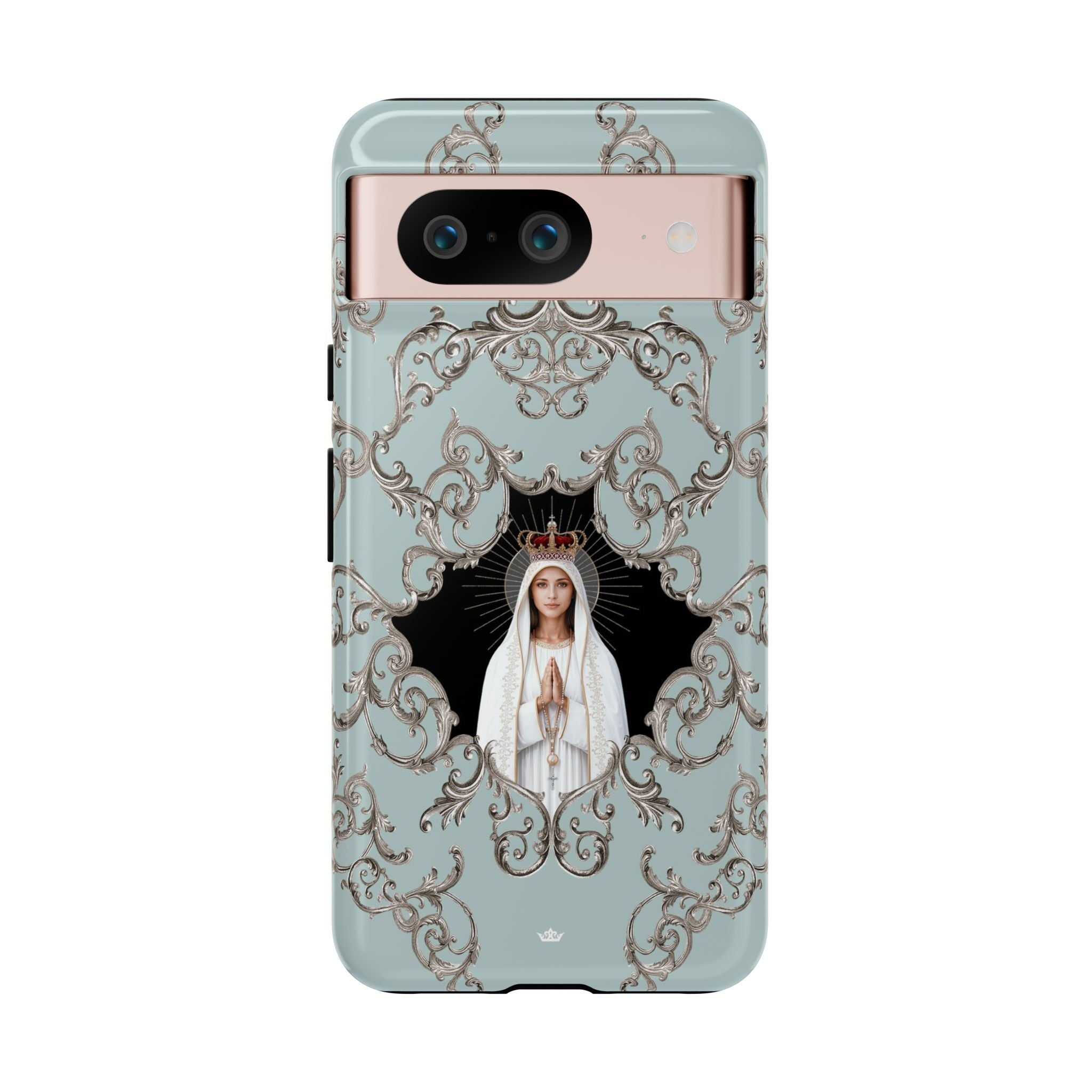 Our Lady of Fatima Hard Phone Case (Baroque Blue) - Venxara