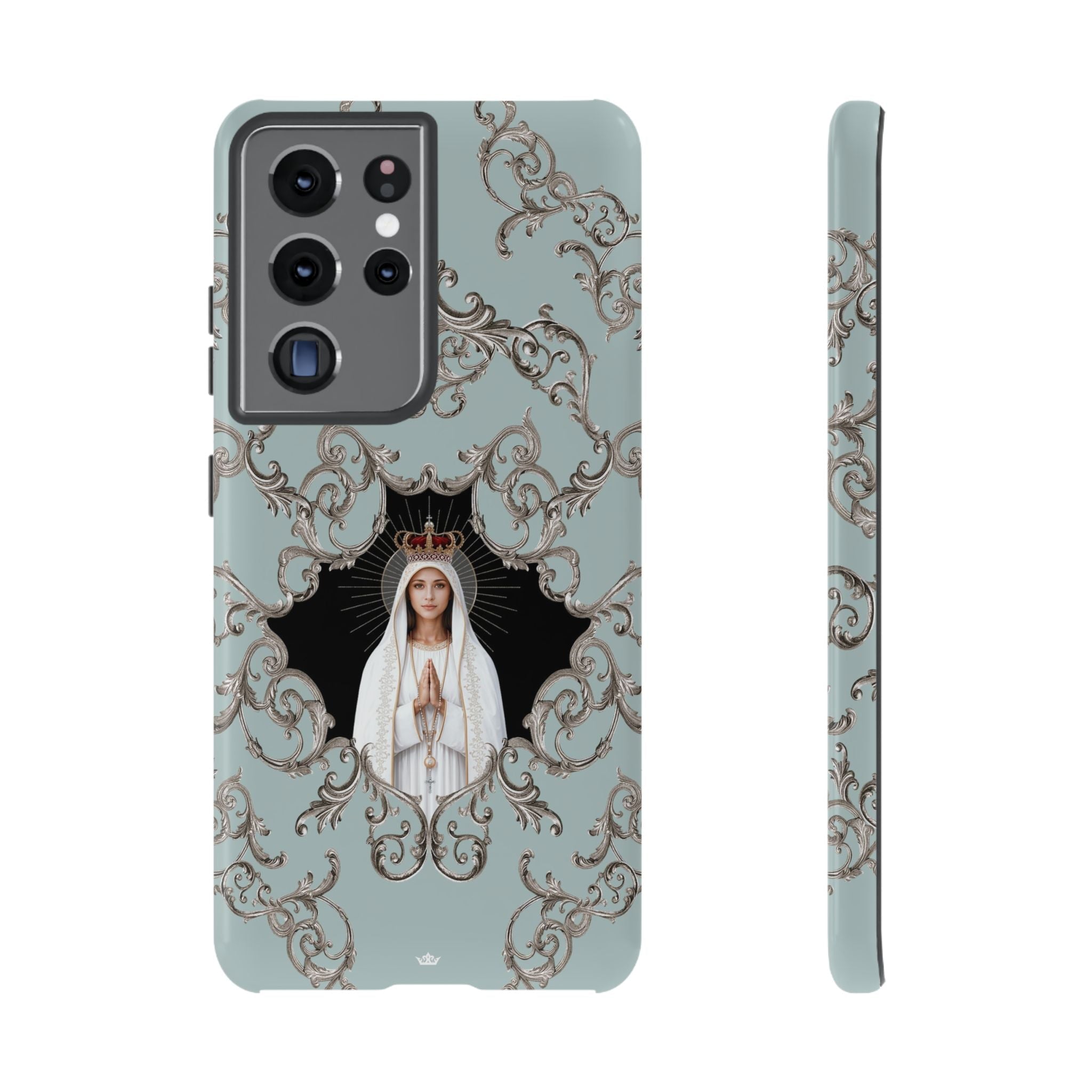 Our Lady of Fatima Hard Phone Case (Baroque Blue) - Venxara