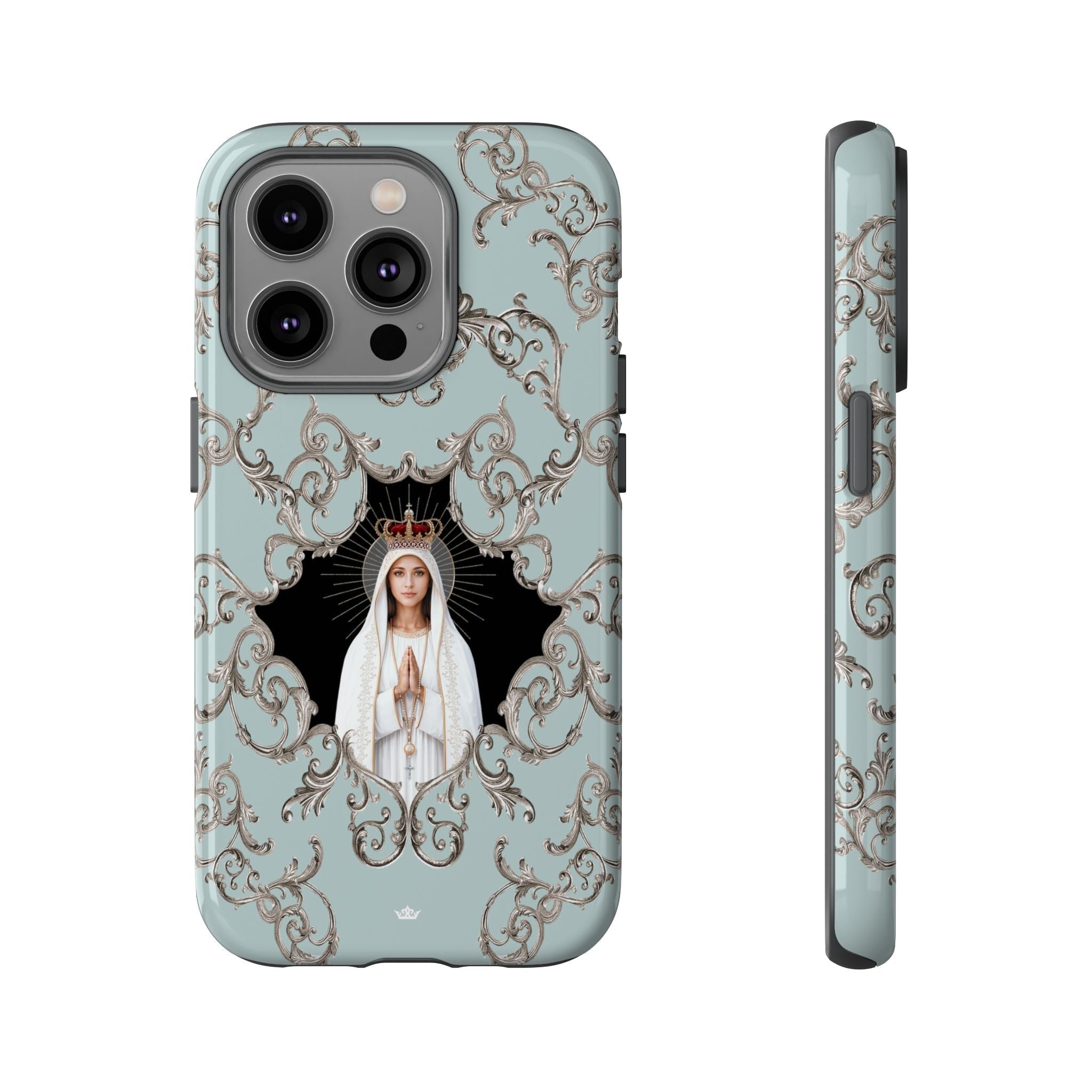 Our Lady of Fatima Hard Phone Case (Baroque Blue) - Venxara