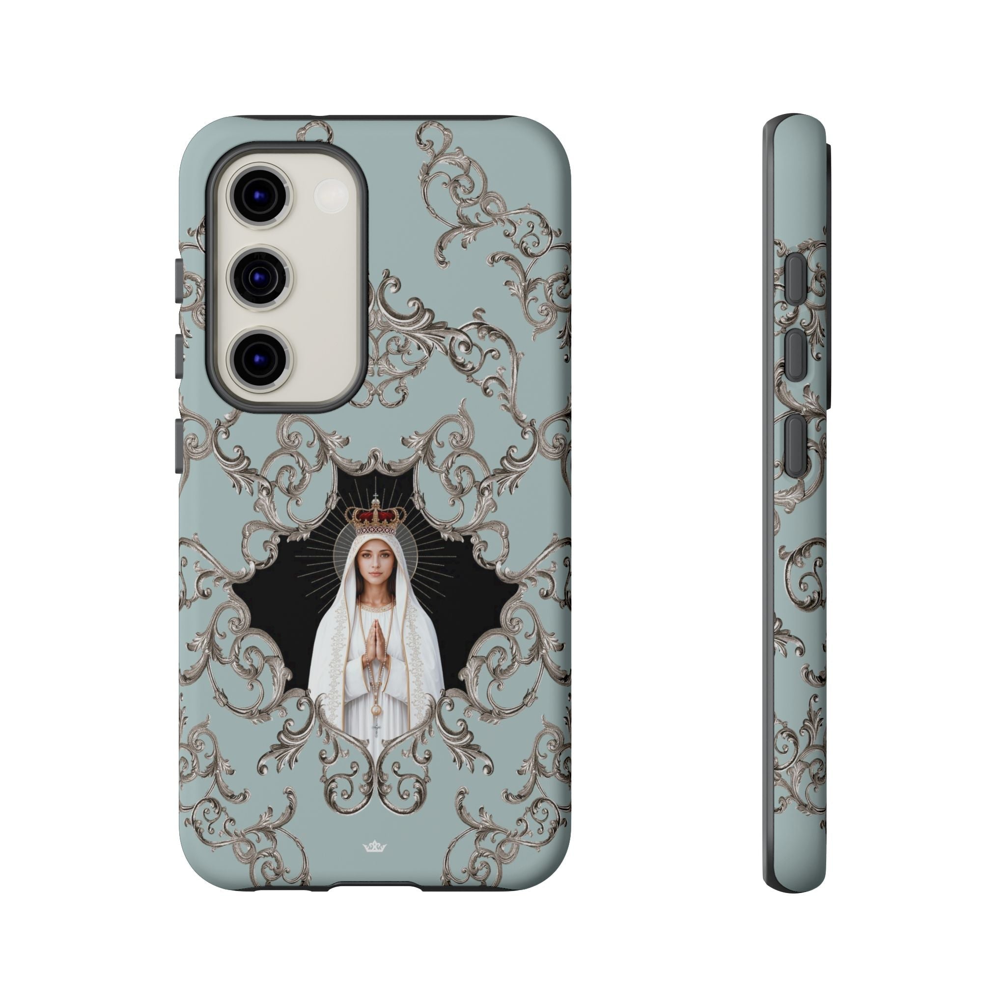 Our Lady of Fatima Hard Phone Case (Baroque Blue) - Venxara
