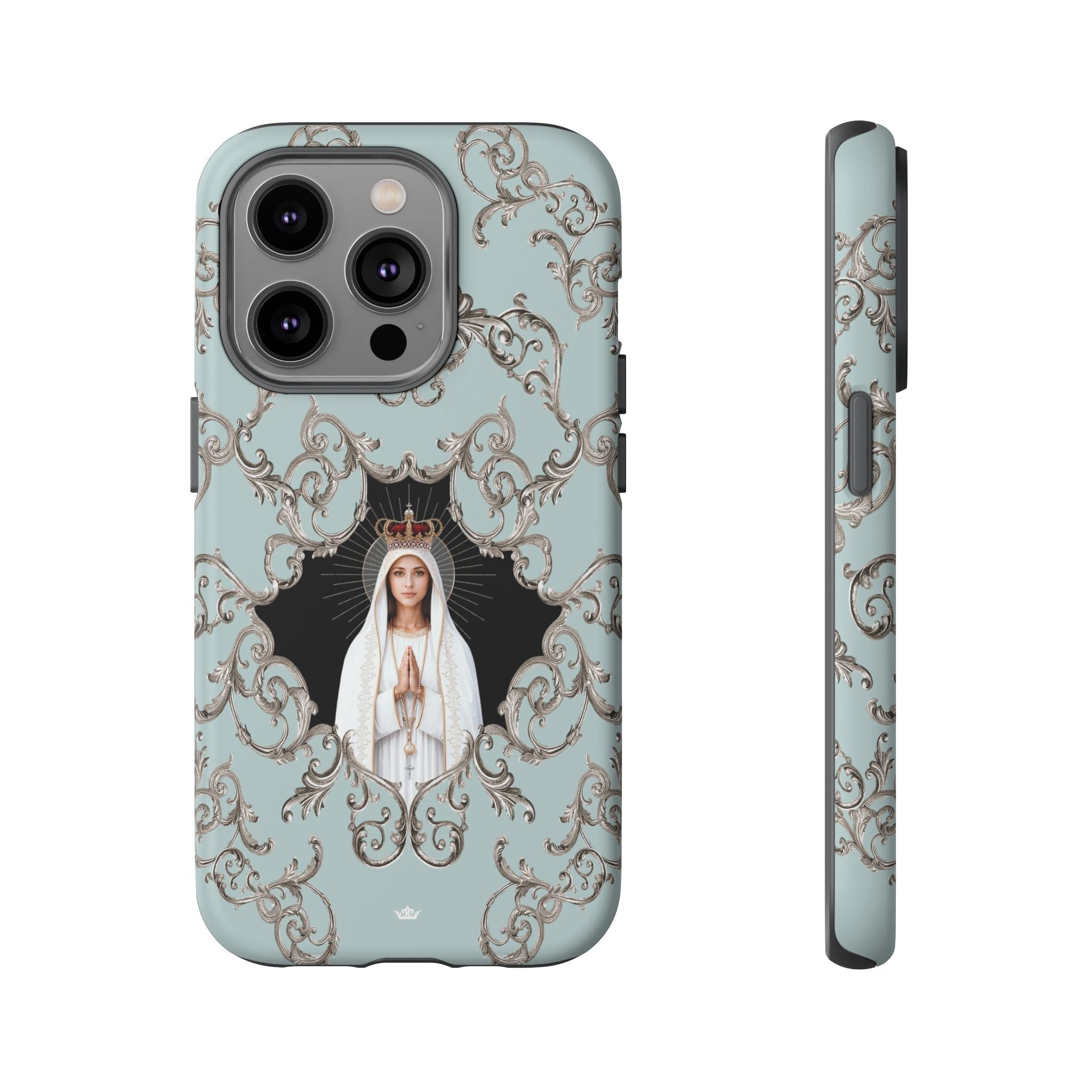 Our Lady of Fatima Hard Phone Case (Baroque Blue) - Venxara