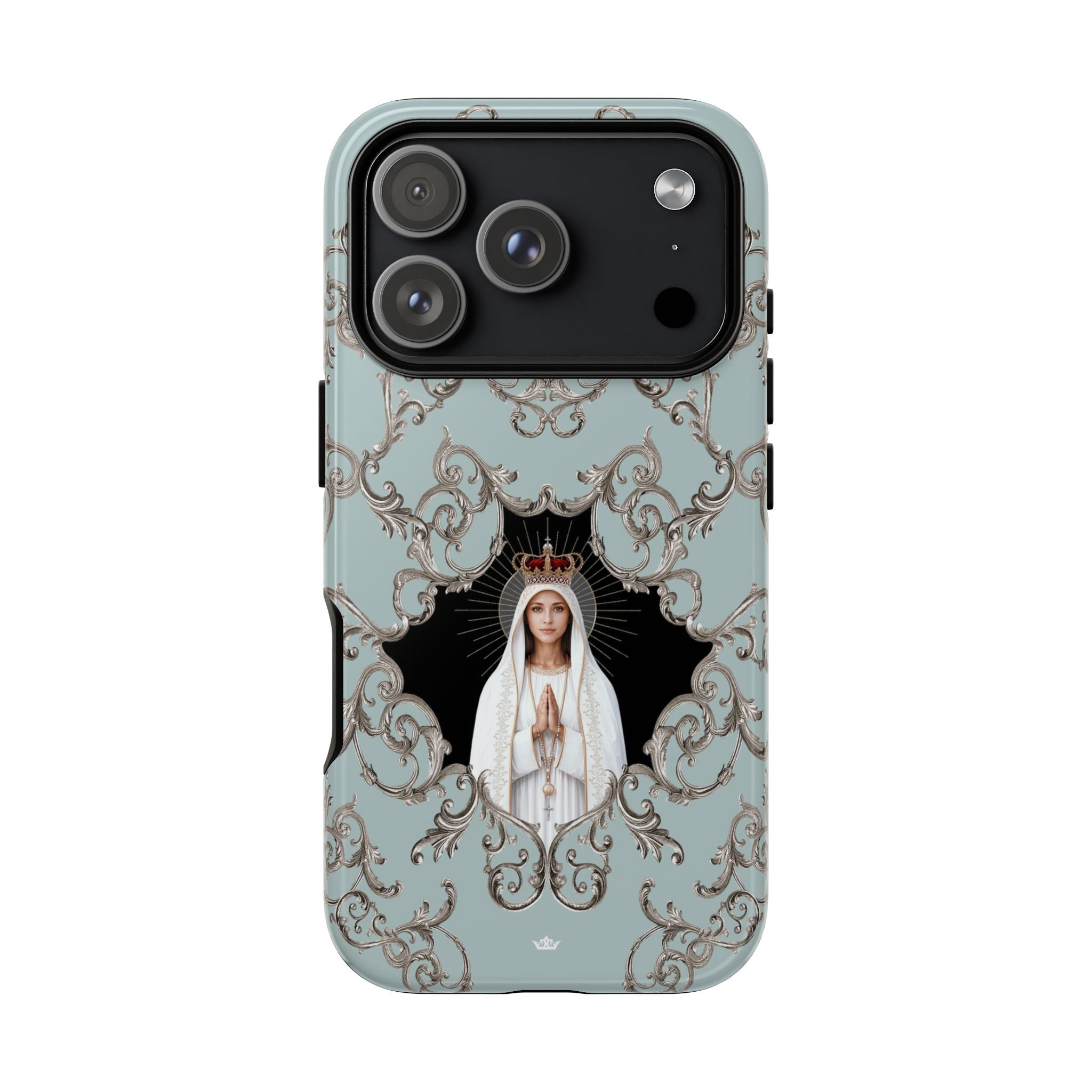 Our Lady of Fatima Hard Phone Case (Baroque Blue) - Venxara