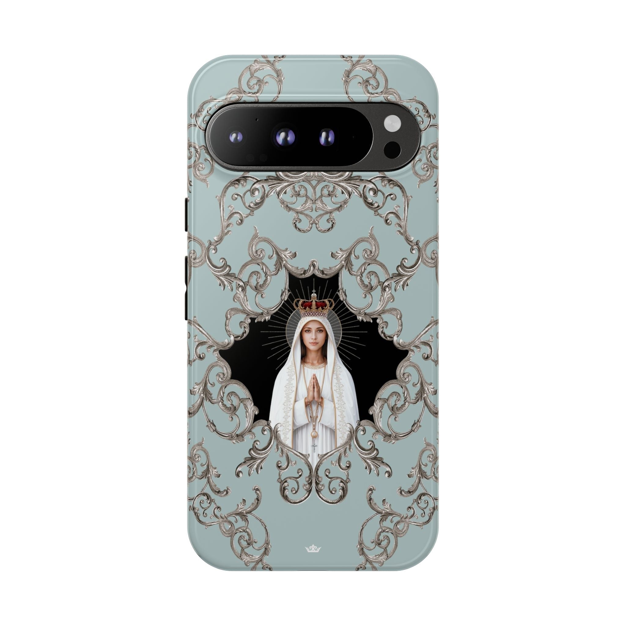 Our Lady of Fatima Hard Phone Case (Baroque Blue) - Venxara