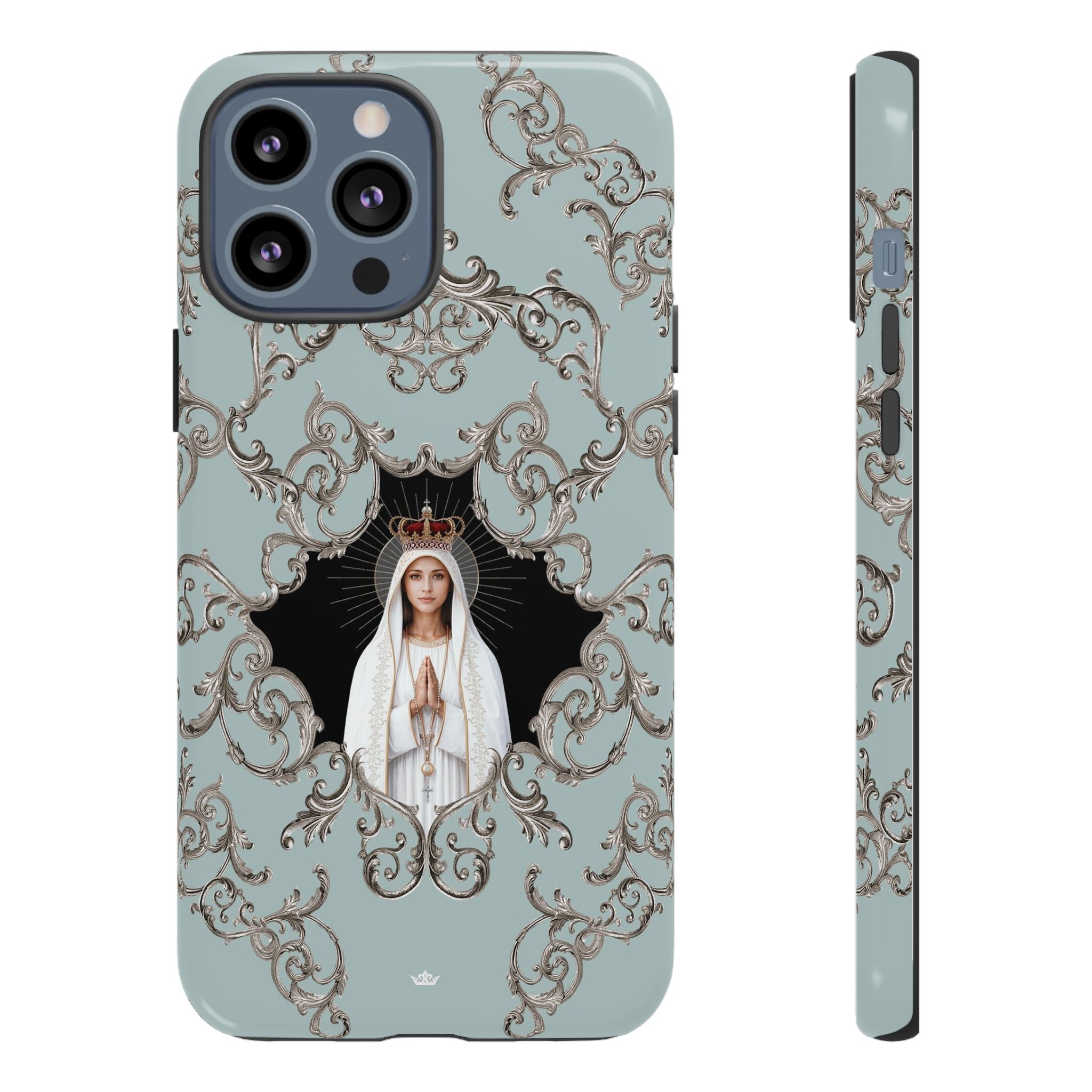 Our Lady of Fatima Hard Phone Case (Baroque Blue) - Venxara