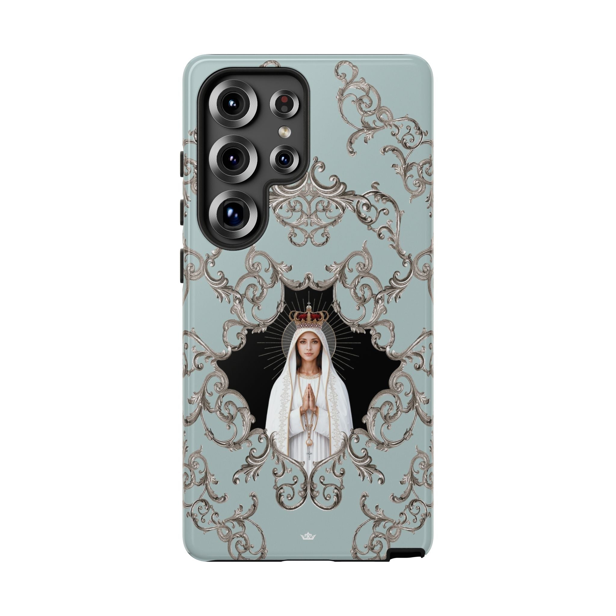Our Lady of Fatima Hard Phone Case (Baroque Blue) - Venxara