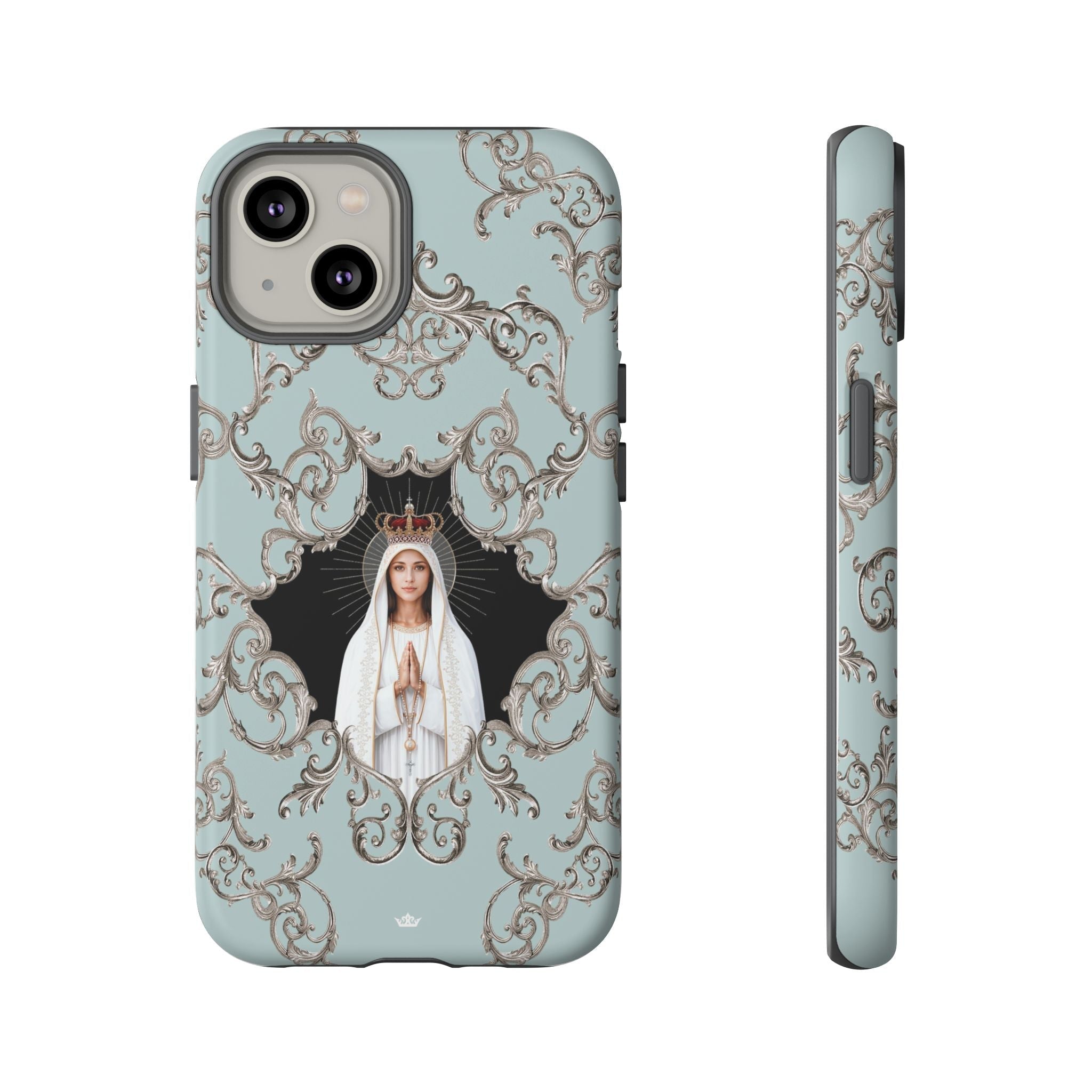 Our Lady of Fatima Hard Phone Case (Baroque Blue) - Venxara