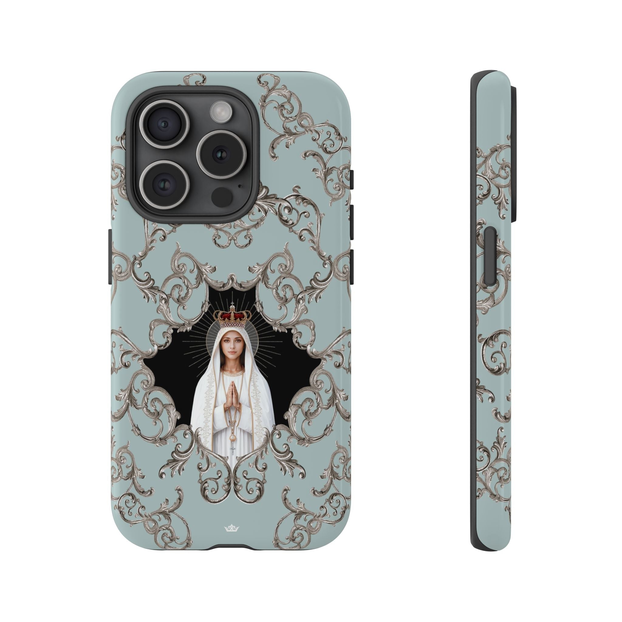 Our Lady of Fatima Hard Phone Case (Baroque Blue) - Venxara