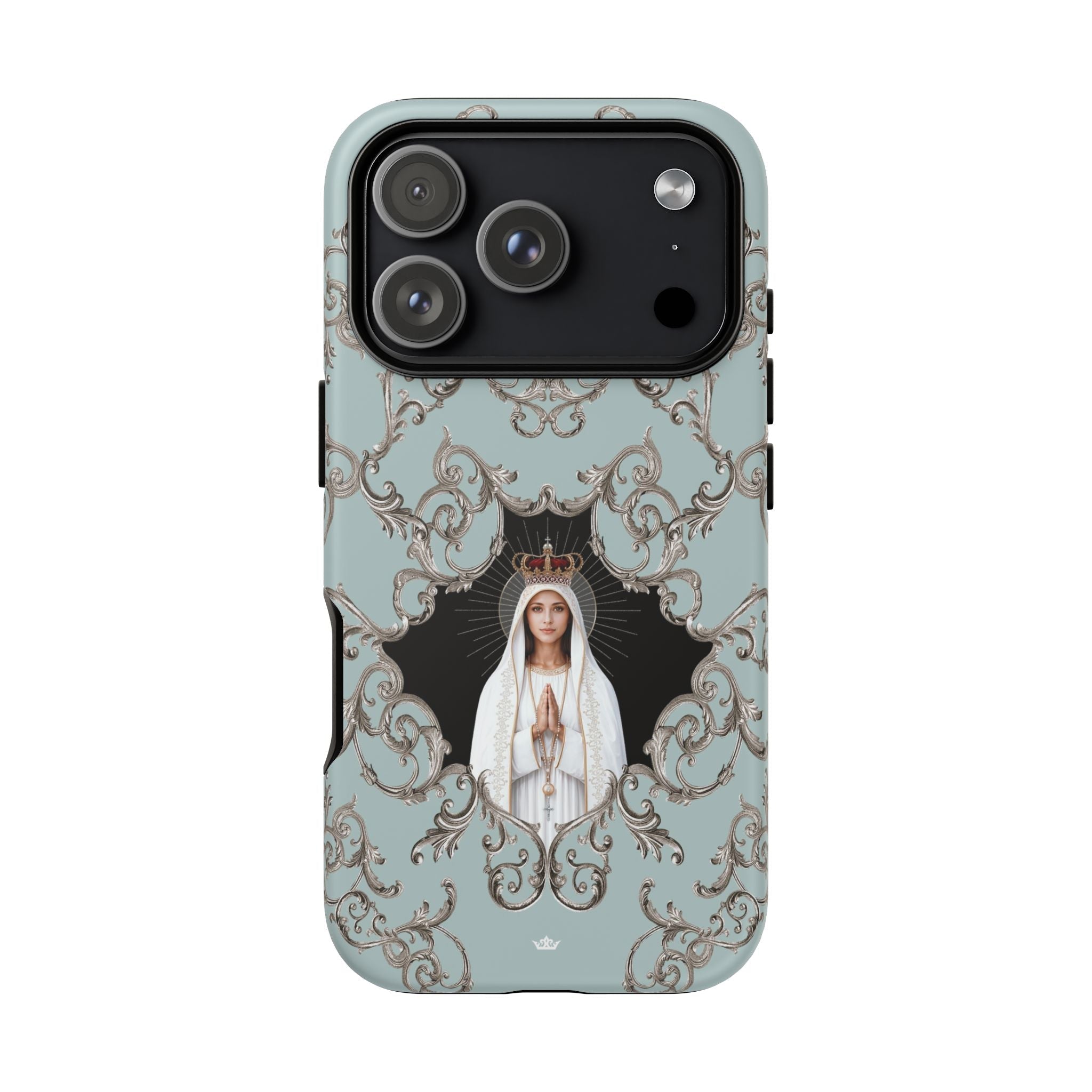 Our Lady of Fatima Hard Phone Case (Baroque Blue) - Venxara