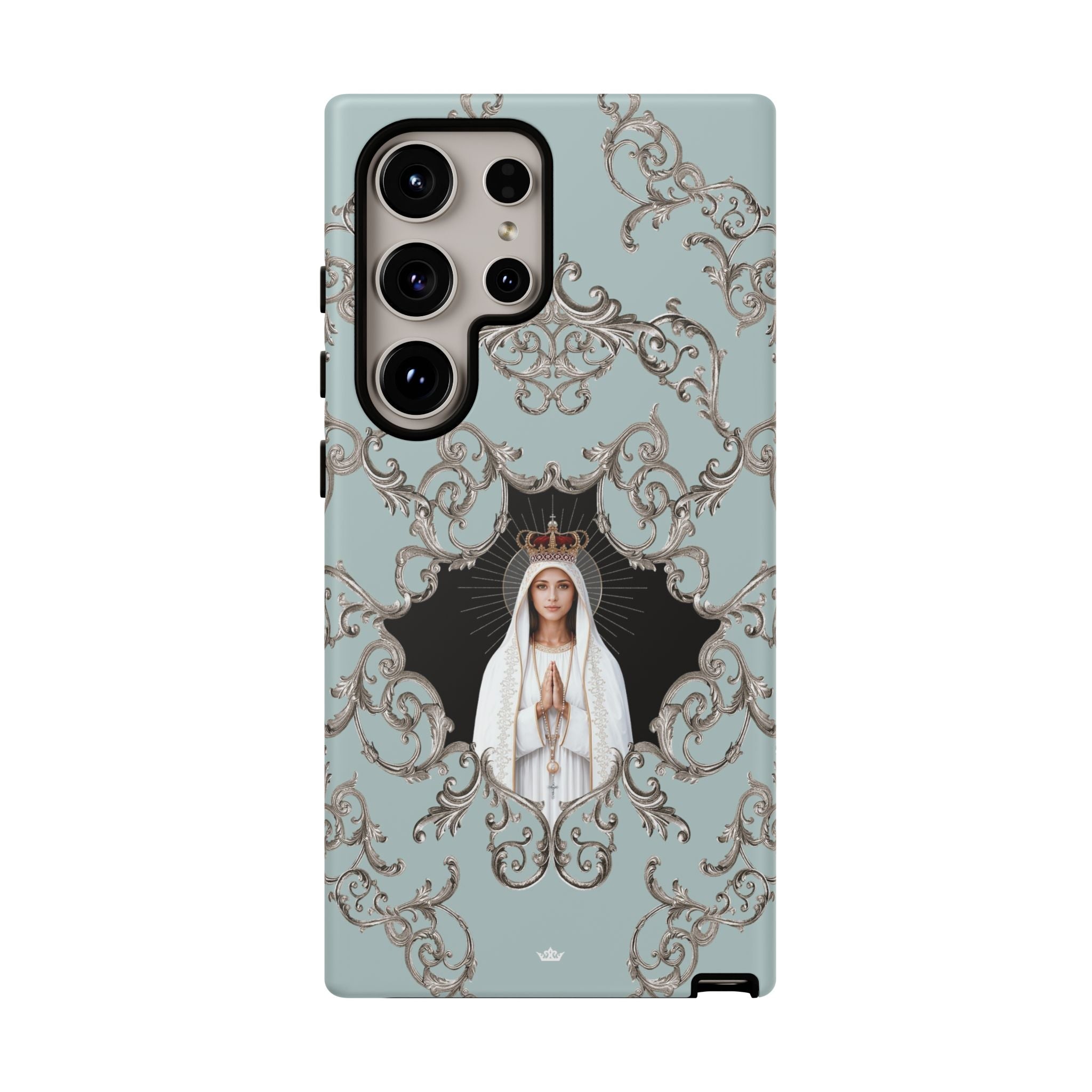 Our Lady of Fatima Hard Phone Case (Baroque Blue) - Venxara