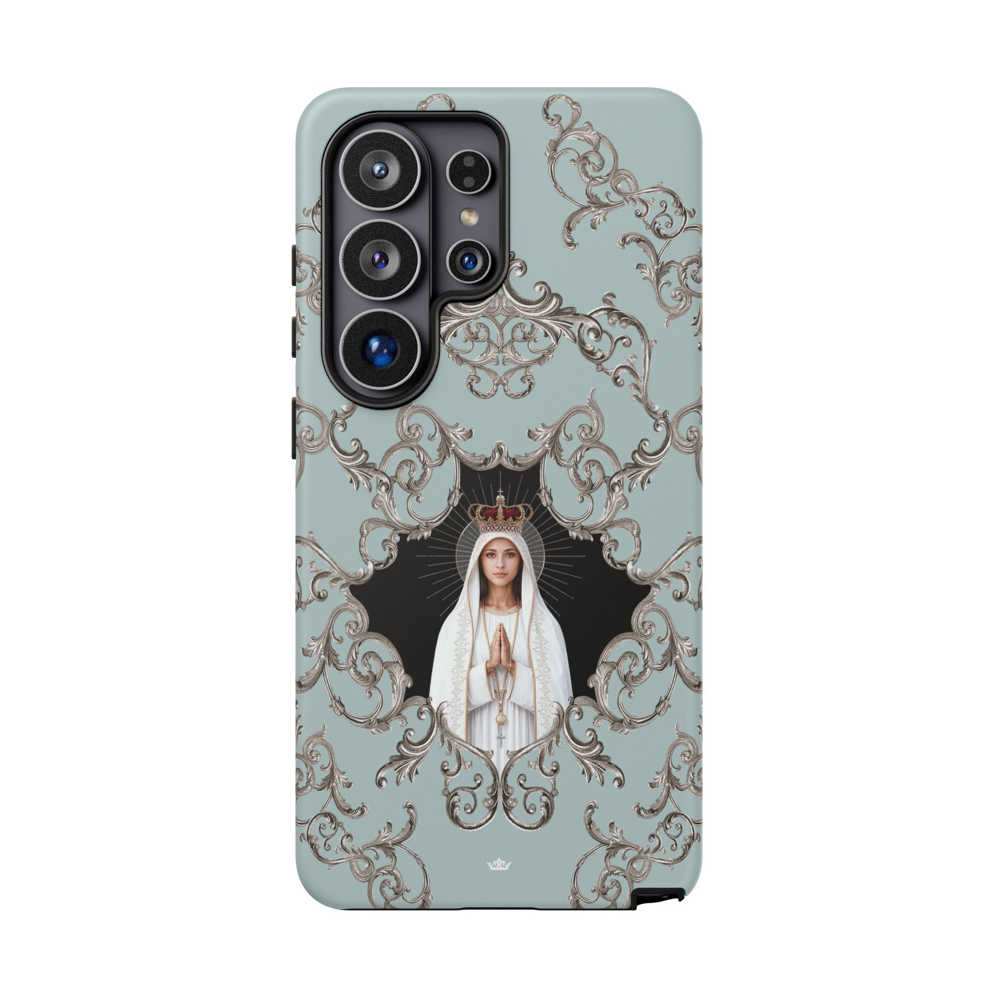Our Lady of Fatima Hard Phone Case (Baroque Blue) - Venxara