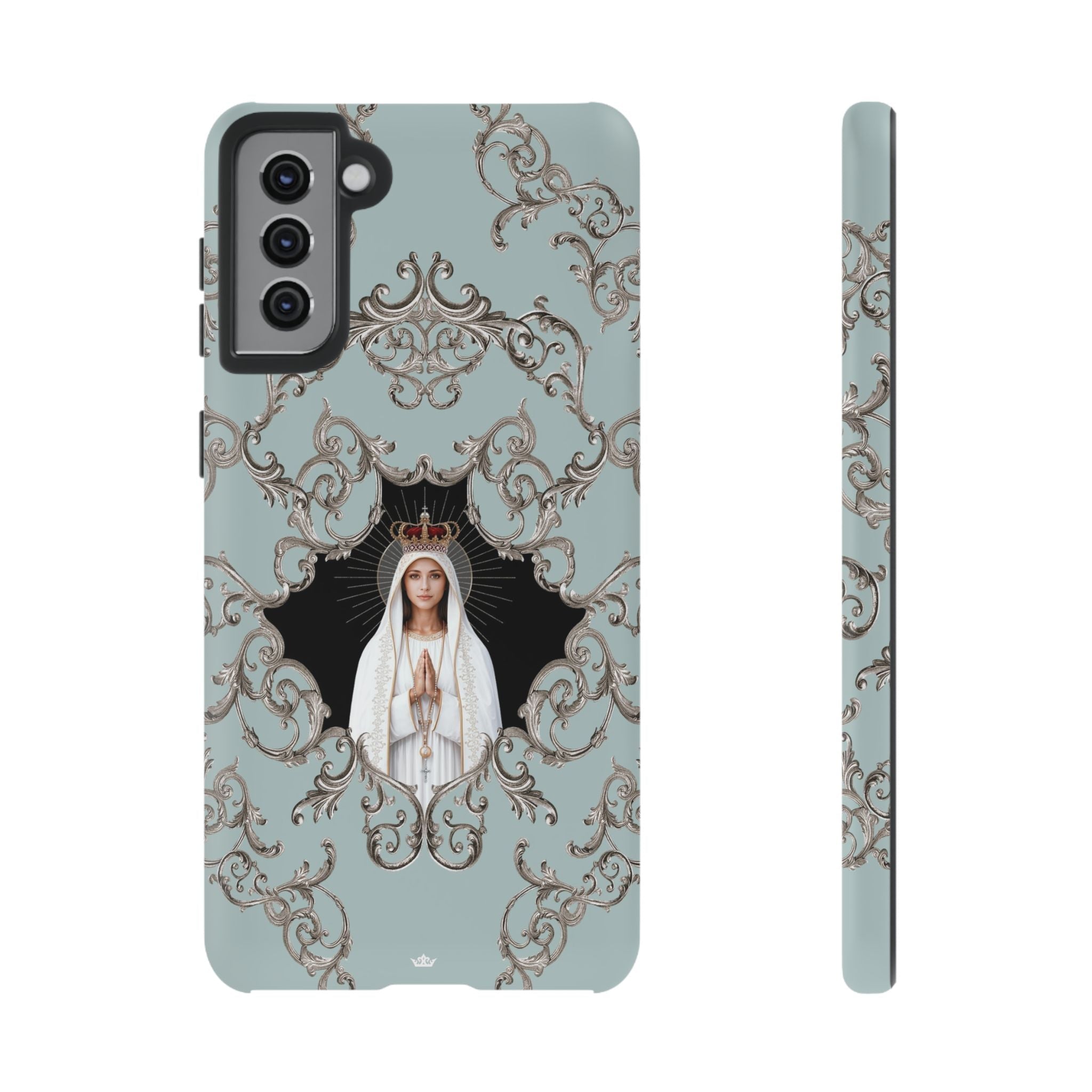 Our Lady of Fatima Hard Phone Case (Baroque Blue) - Venxara