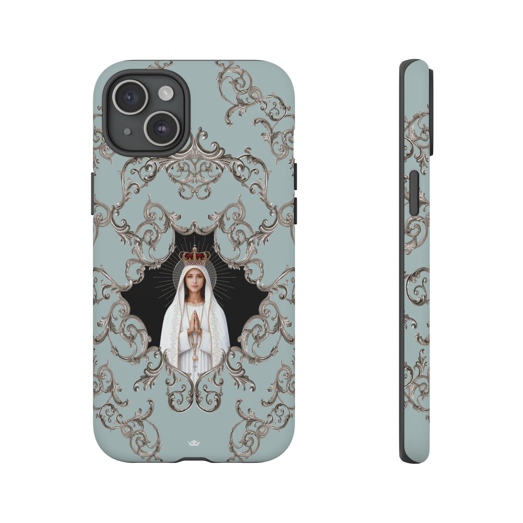 Our Lady of Fatima Hard Phone Case (Baroque Blue) - Venxara