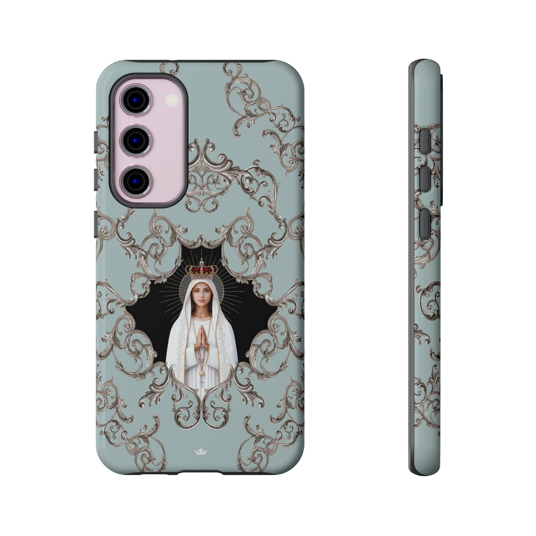 Our Lady of Fatima Hard Phone Case (Baroque Blue) - Venxara