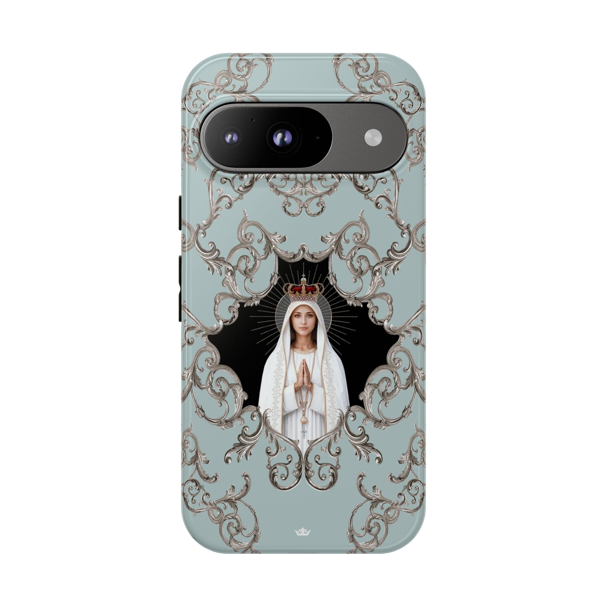 Our Lady of Fatima Hard Phone Case (Baroque Blue) - Venxara