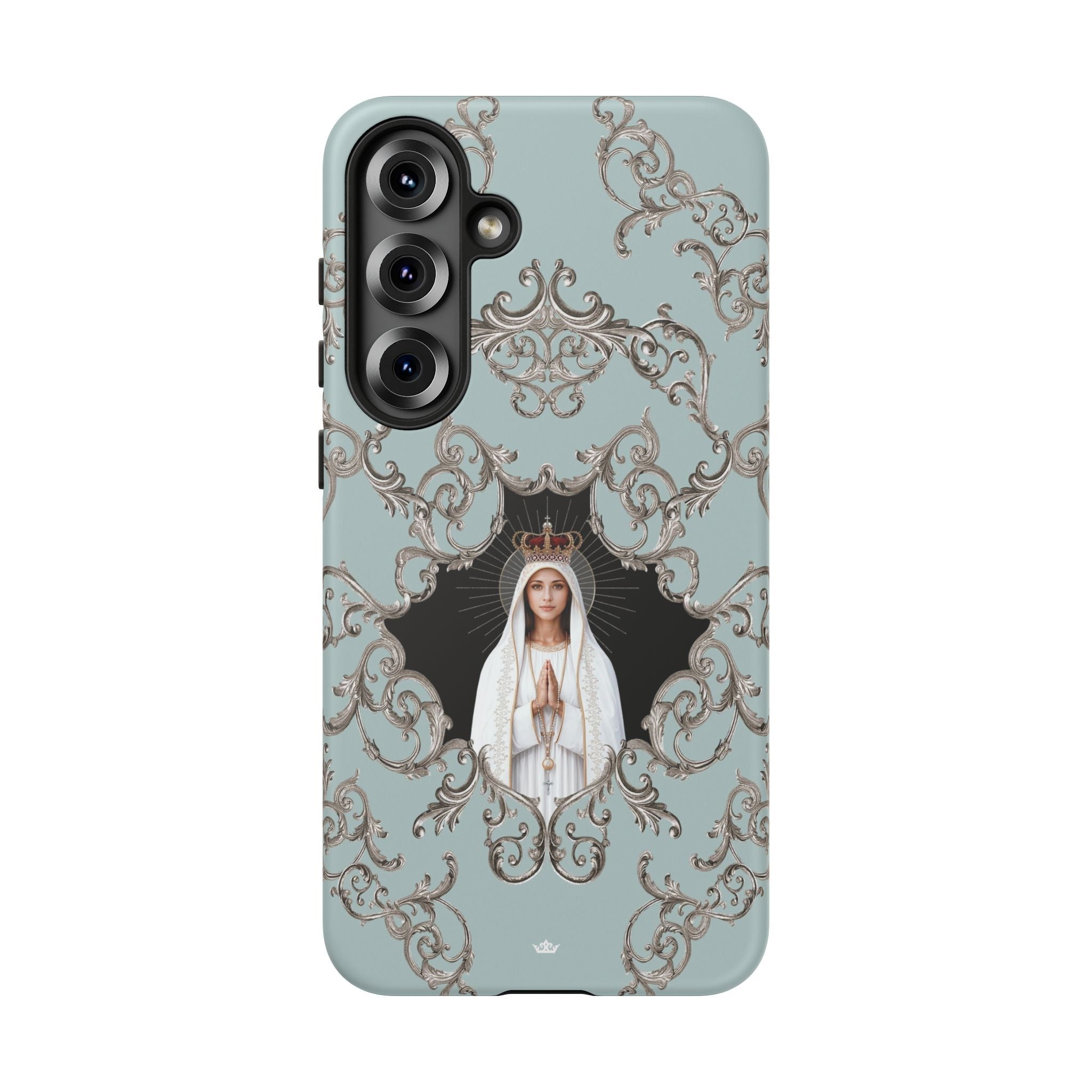 Our Lady of Fatima Hard Phone Case (Baroque Blue) - Venxara