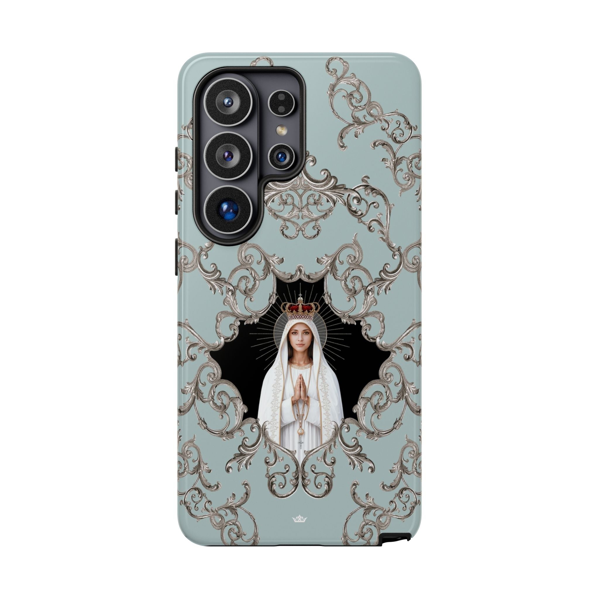 Our Lady of Fatima Hard Phone Case (Baroque Blue) - Venxara