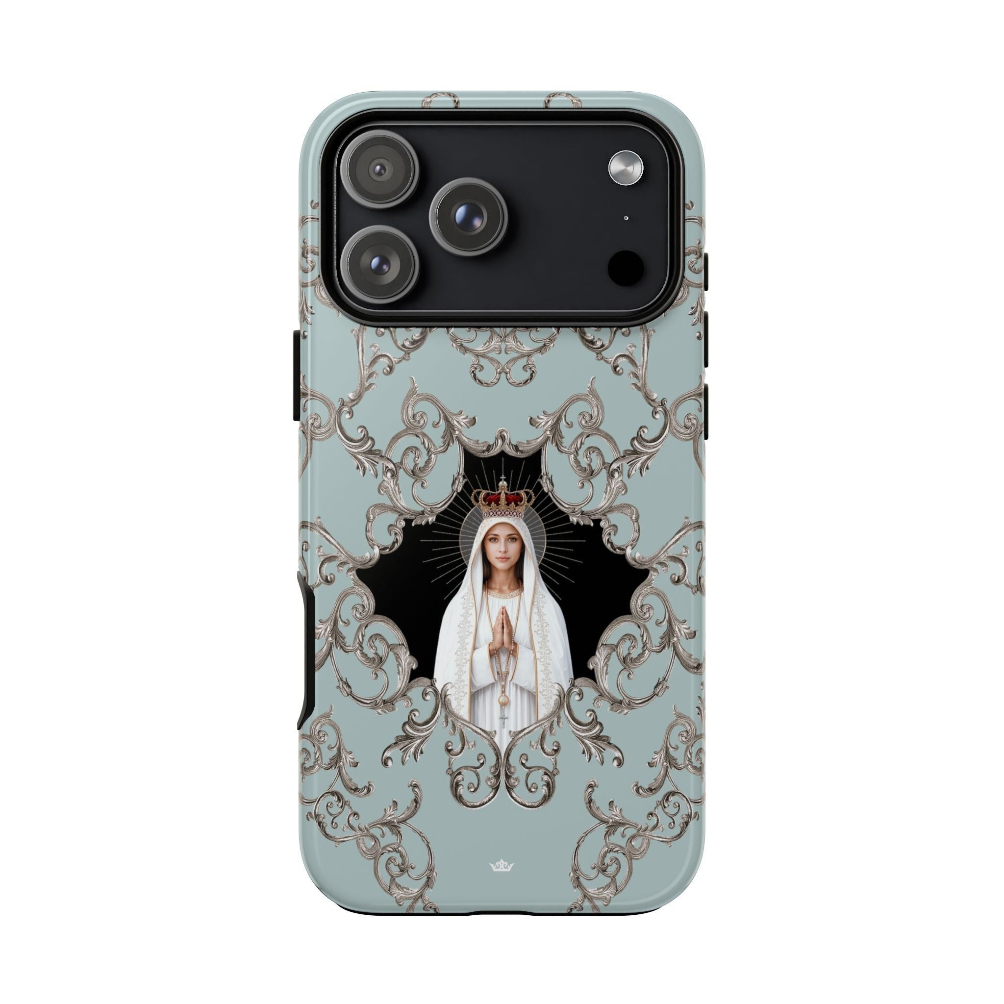 Our Lady of Fatima Hard Phone Case (Baroque Blue) - Venxara