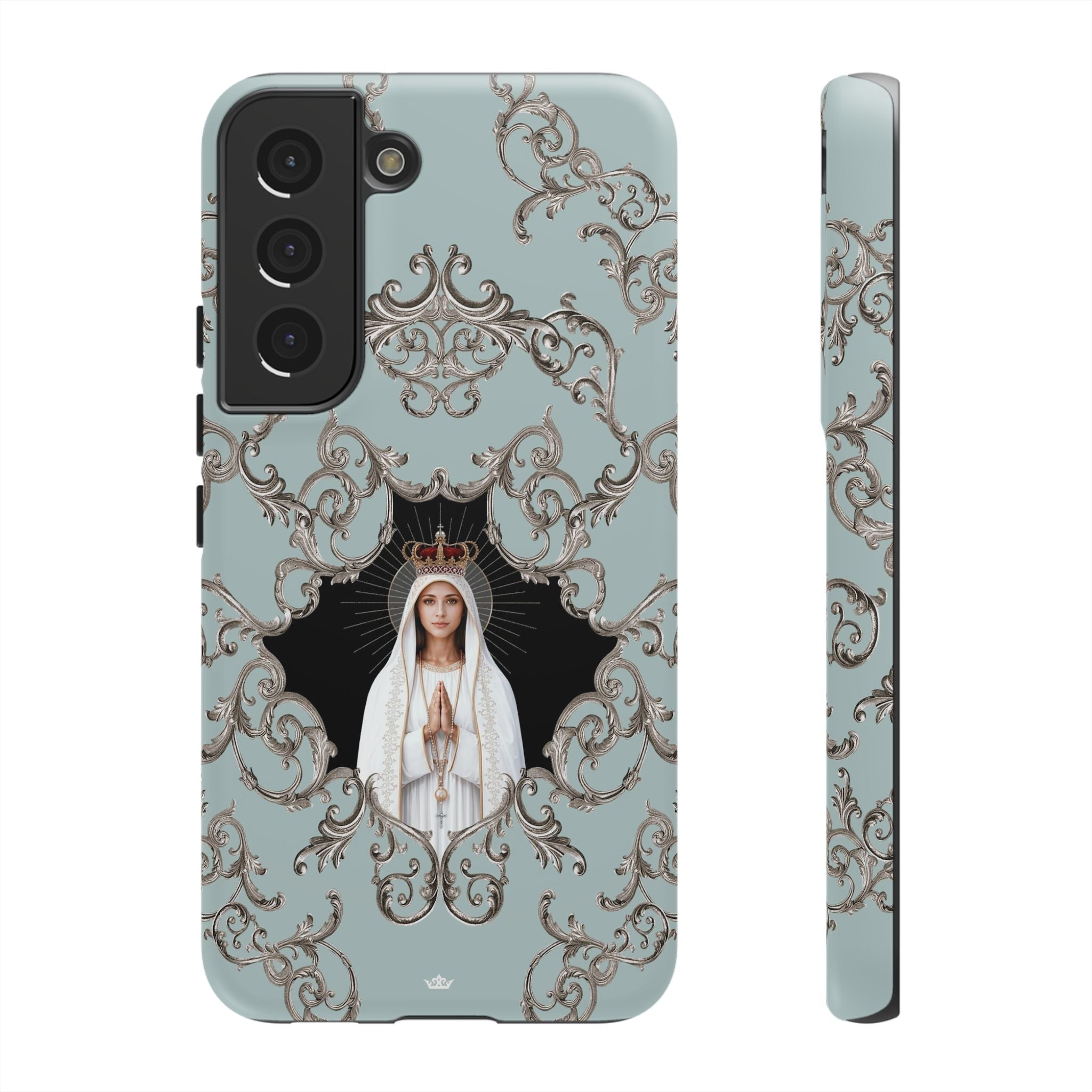 Our Lady of Fatima Hard Phone Case (Baroque Blue) - Venxara