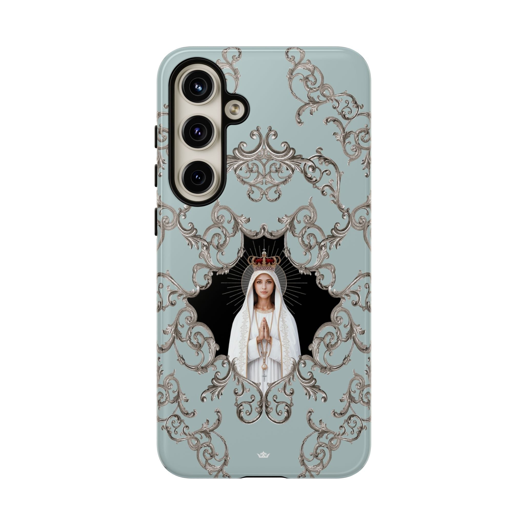 Our Lady of Fatima Hard Phone Case (Baroque Blue) - Venxara