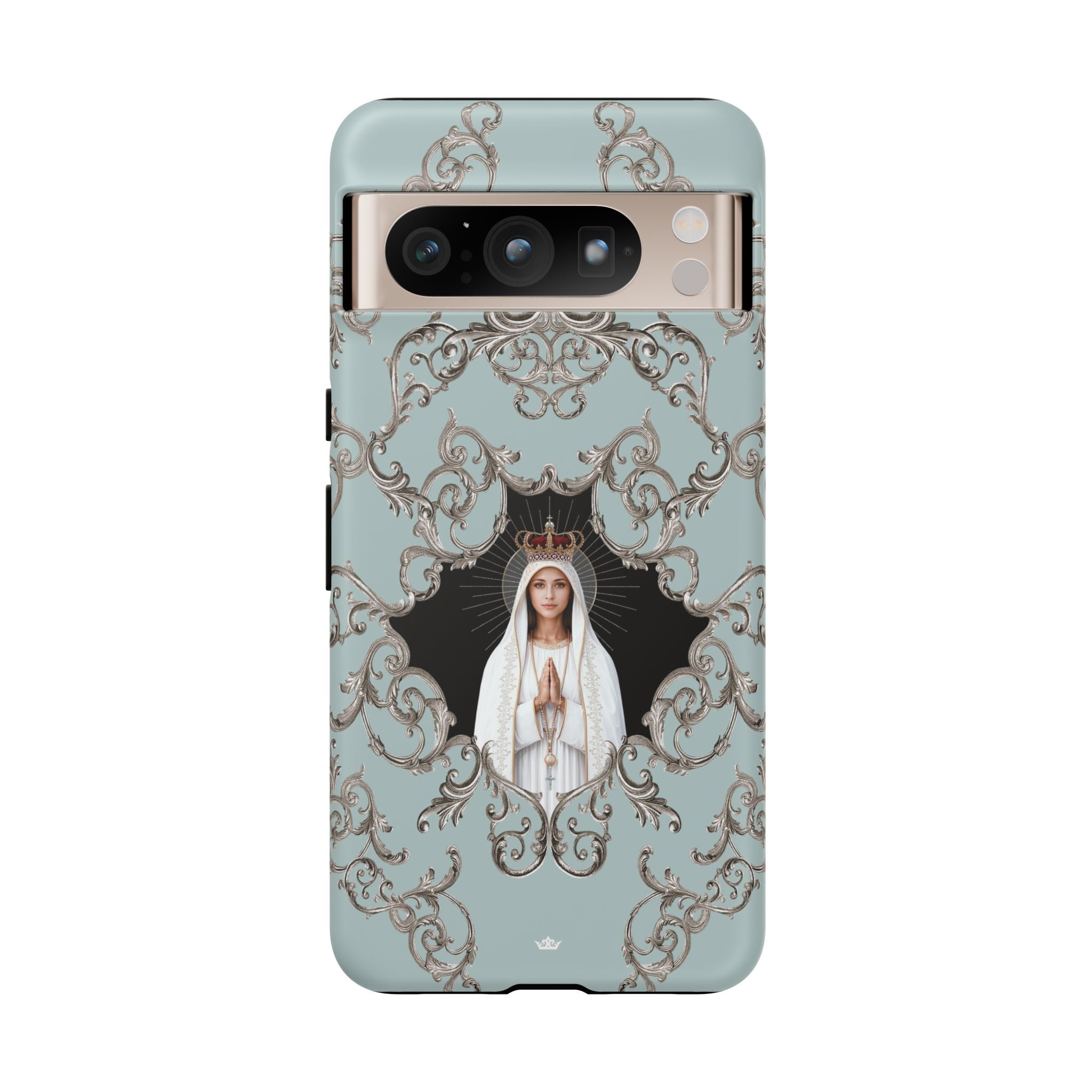 Our Lady of Fatima Hard Phone Case (Baroque Blue) - Venxara
