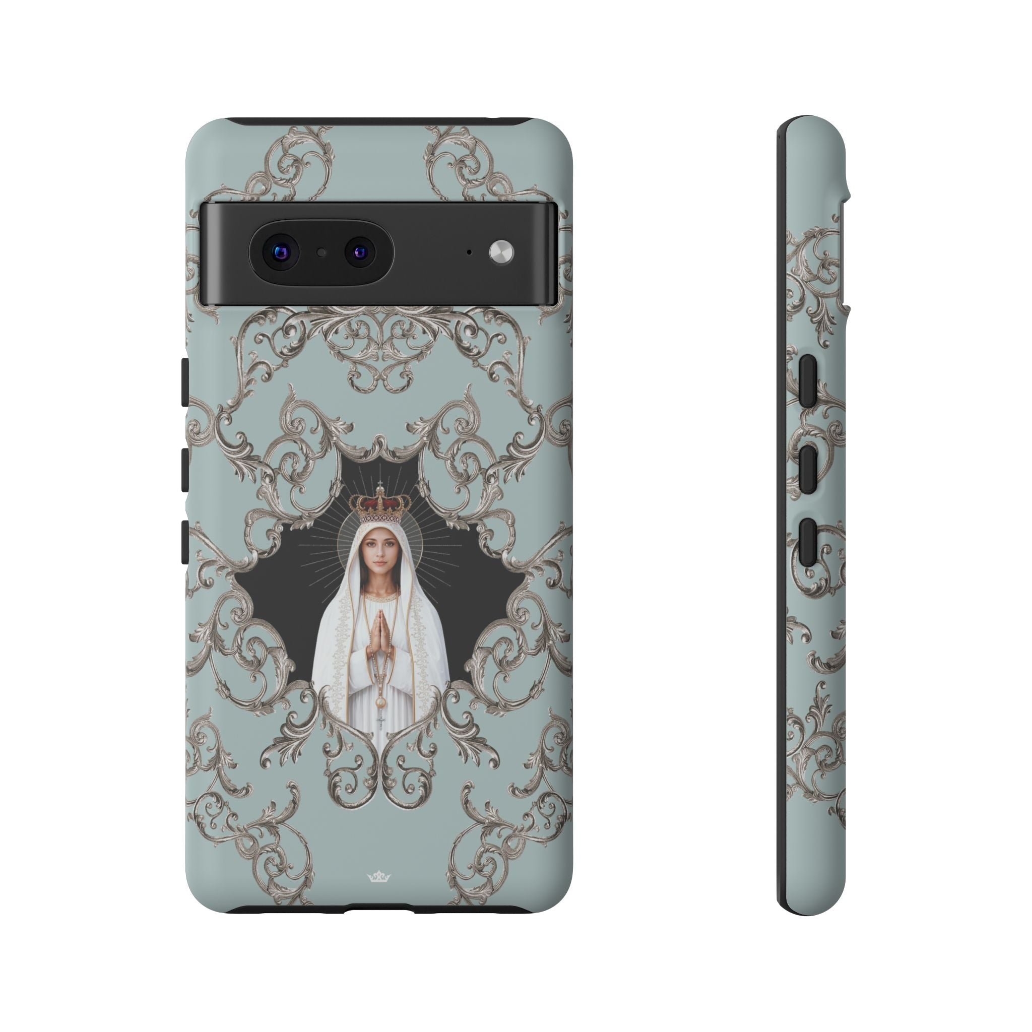 Our Lady of Fatima Hard Phone Case (Baroque Blue) - Venxara
