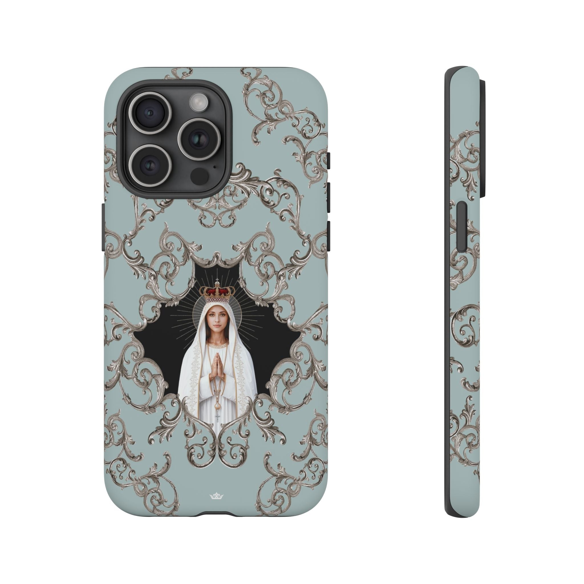Our Lady of Fatima Hard Phone Case (Baroque Blue) - Venxara