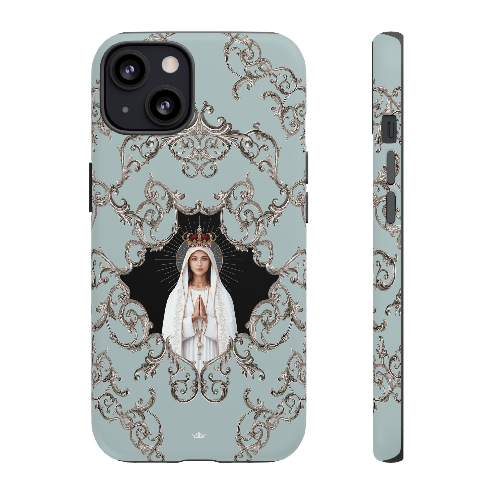 Our Lady of Fatima Hard Phone Case (Baroque Blue) - Venxara