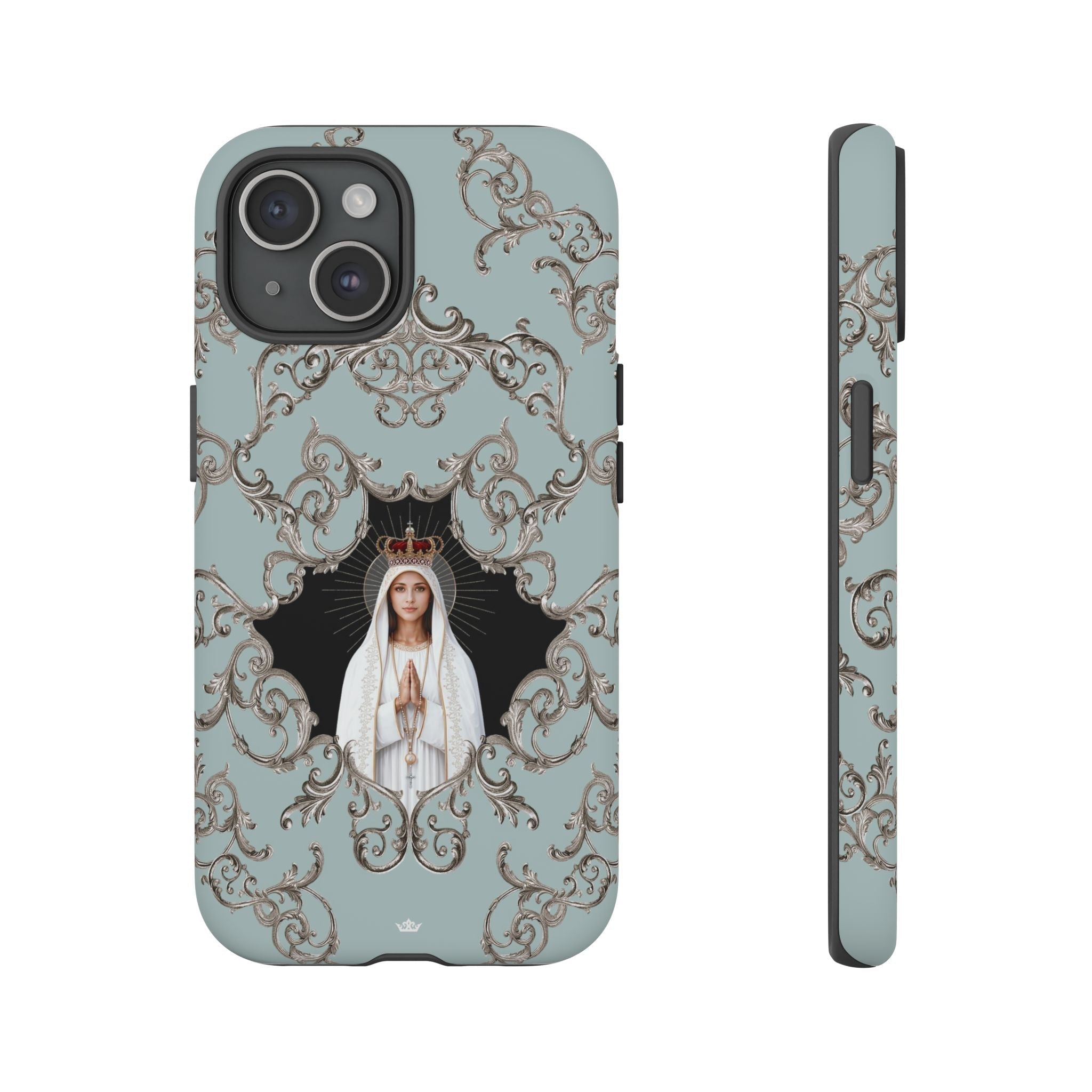 Our Lady of Fatima Hard Phone Case (Baroque Blue) - Venxara