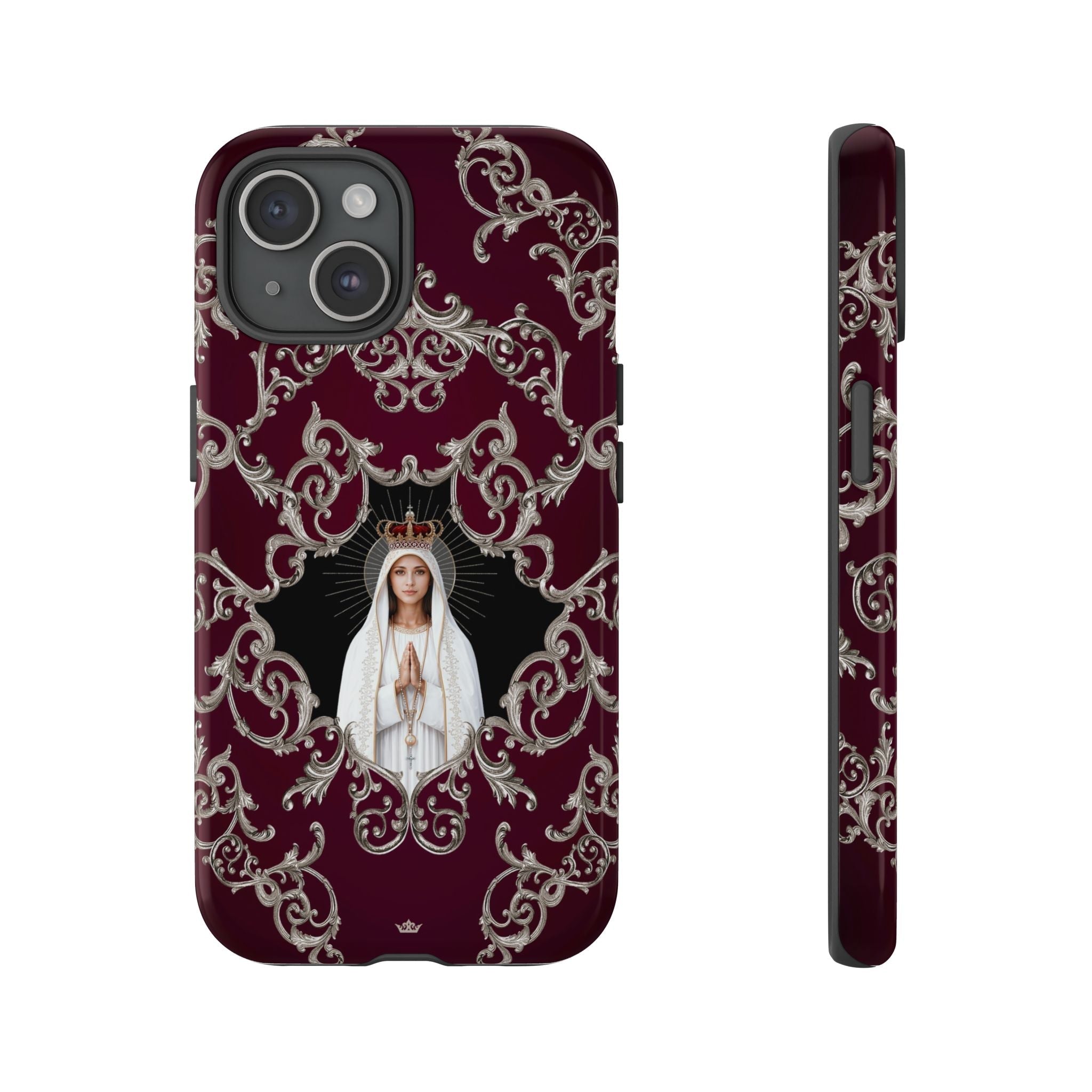 Our Lady of Fatima Hard Phone Case (Baroque Mahogany) - Venxara