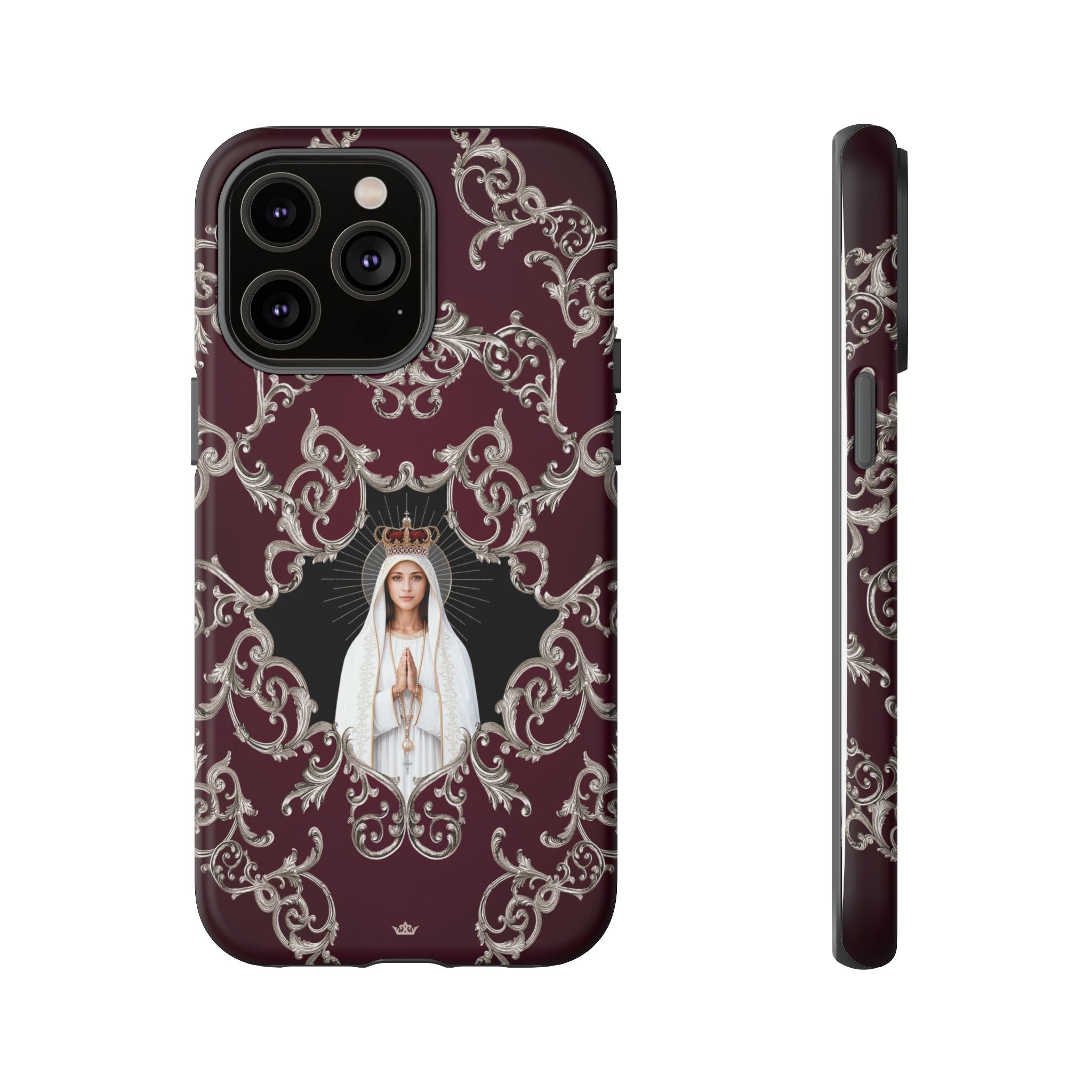 Our Lady of Fatima Hard Phone Case (Baroque Mahogany) - Venxara