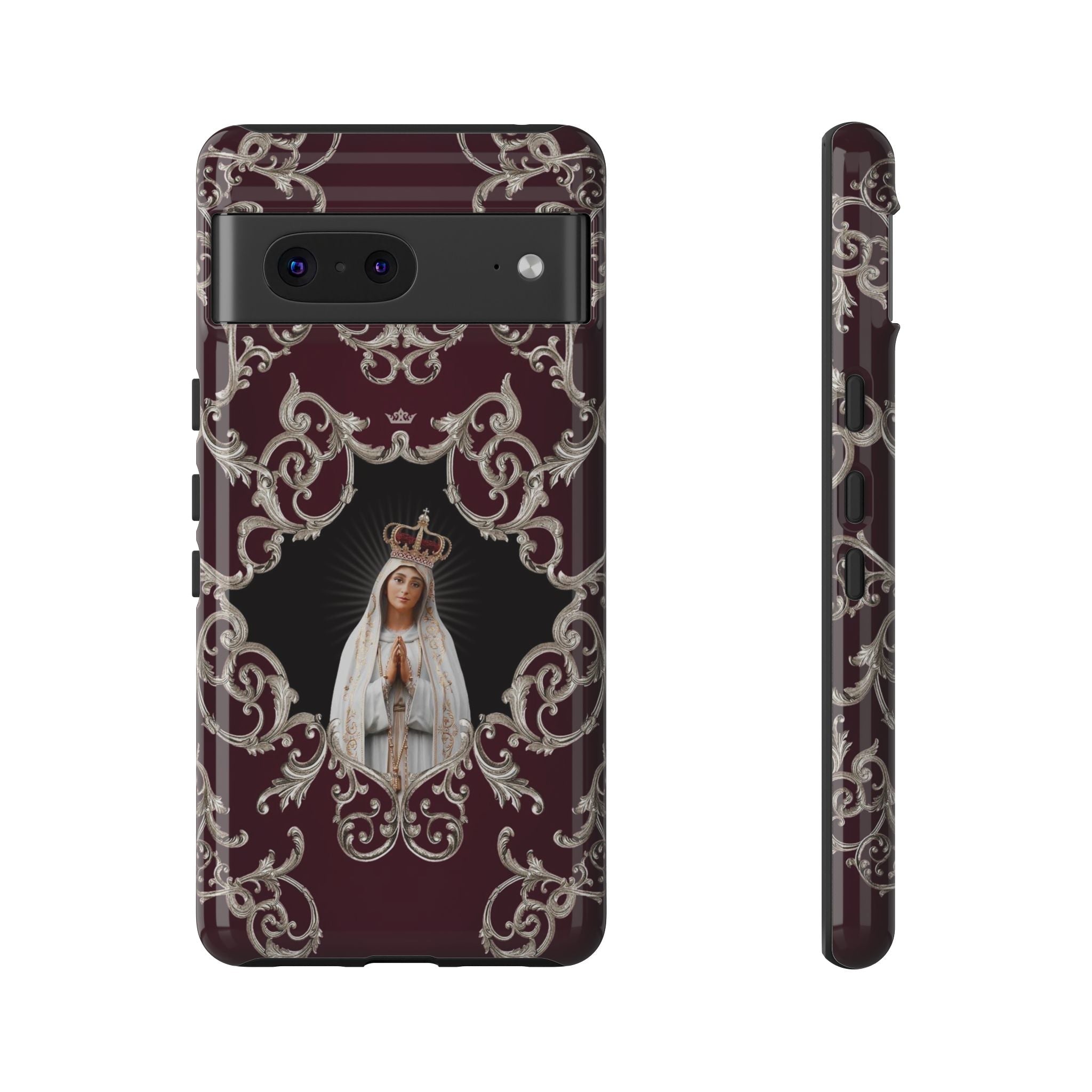 Our Lady of Fatima Hard Phone Case (Baroque Mahogany) - VENXARA