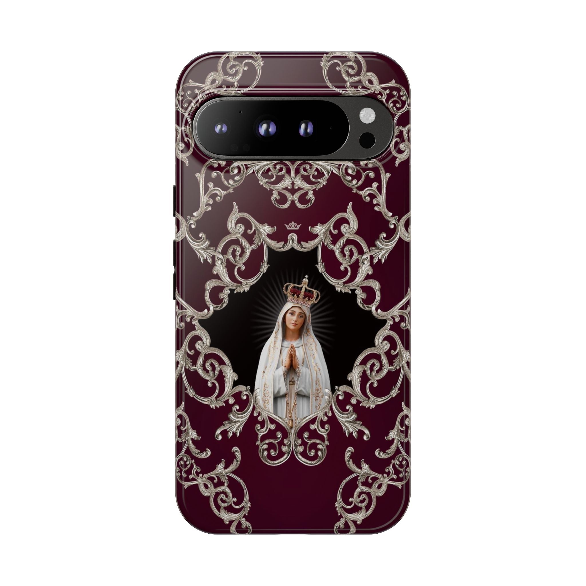Our Lady of Fatima Hard Phone Case (Baroque Mahogany) - VENXARA