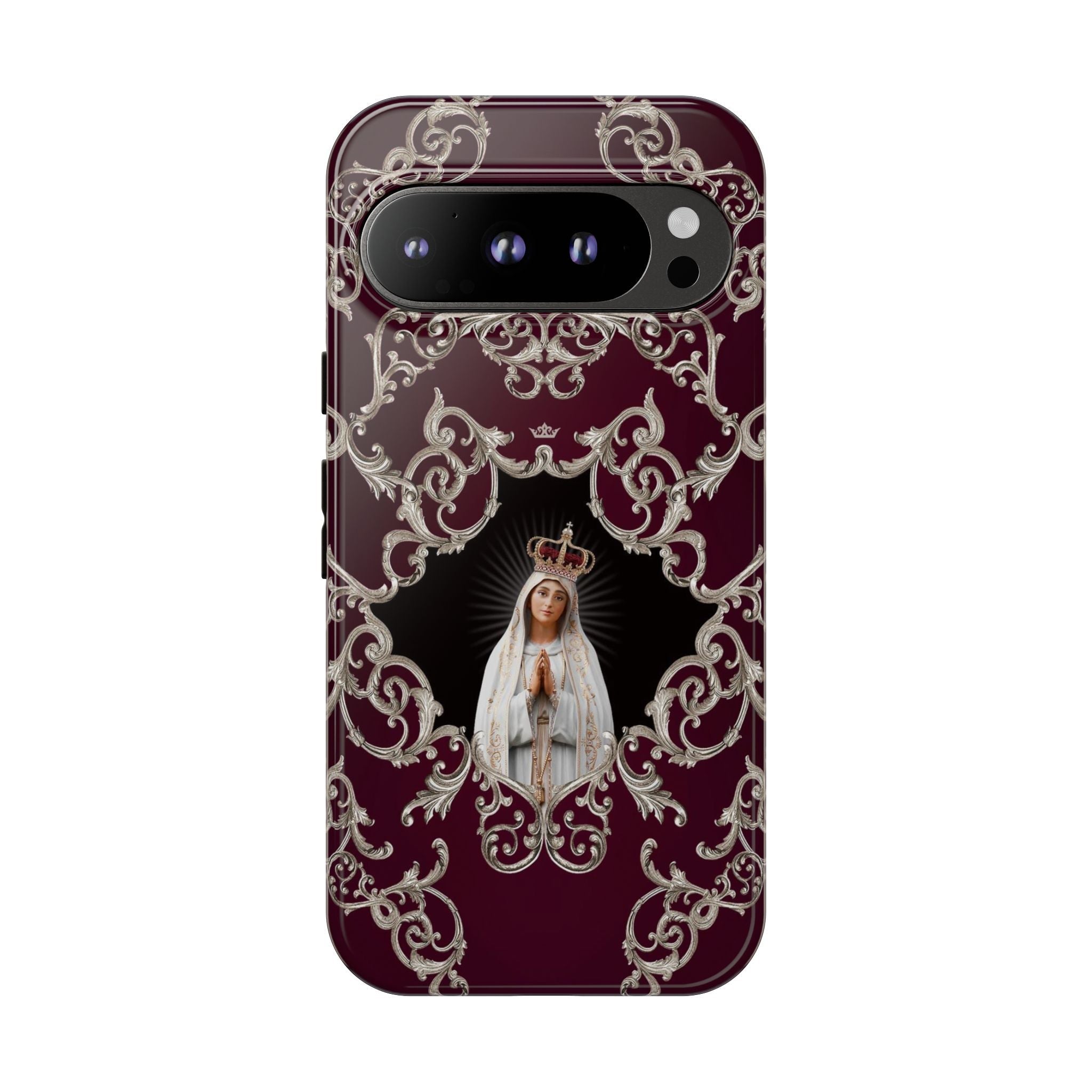 Our Lady of Fatima Hard Phone Case (Baroque Mahogany) - VENXARA