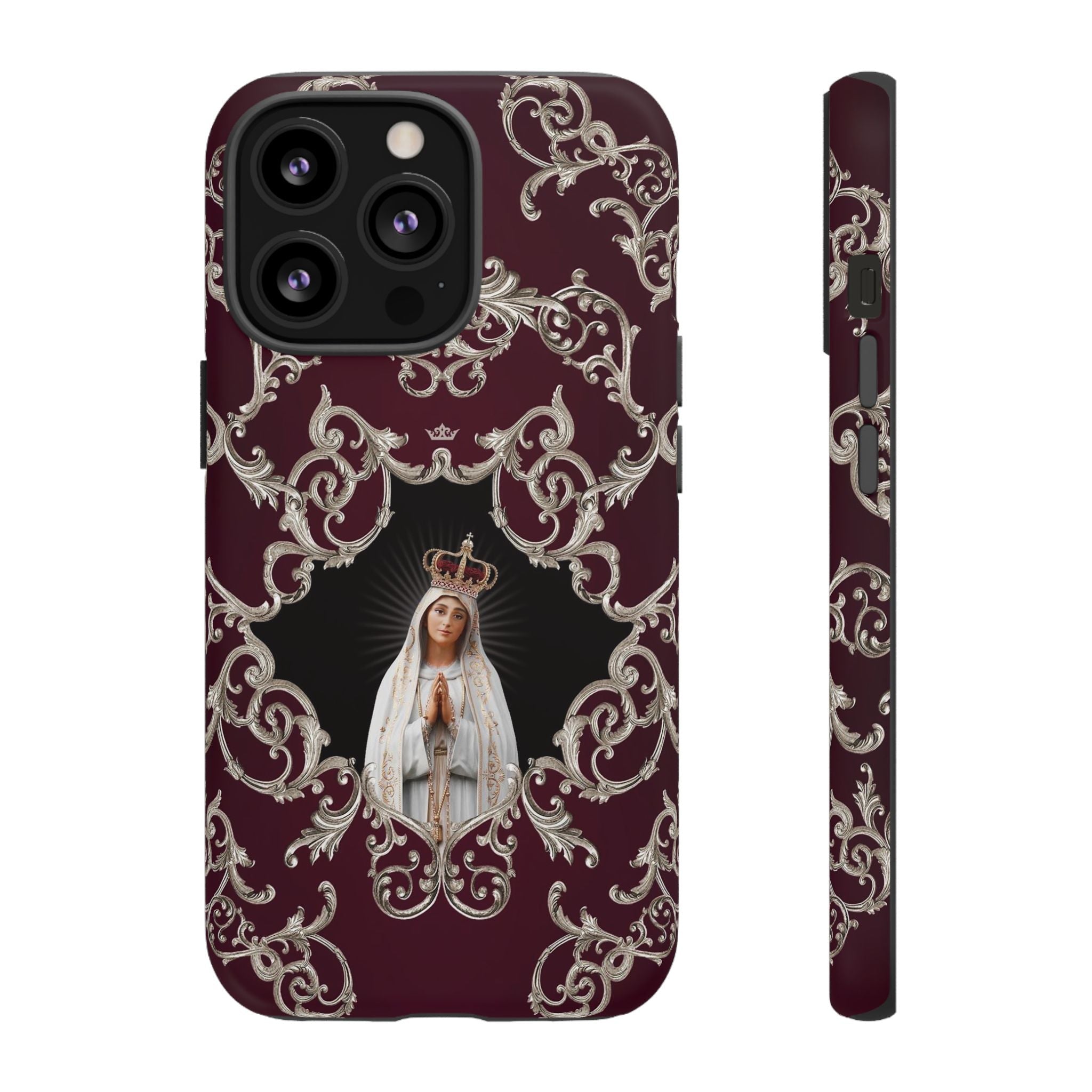 Our Lady of Fatima Hard Phone Case (Baroque Mahogany) - VENXARA