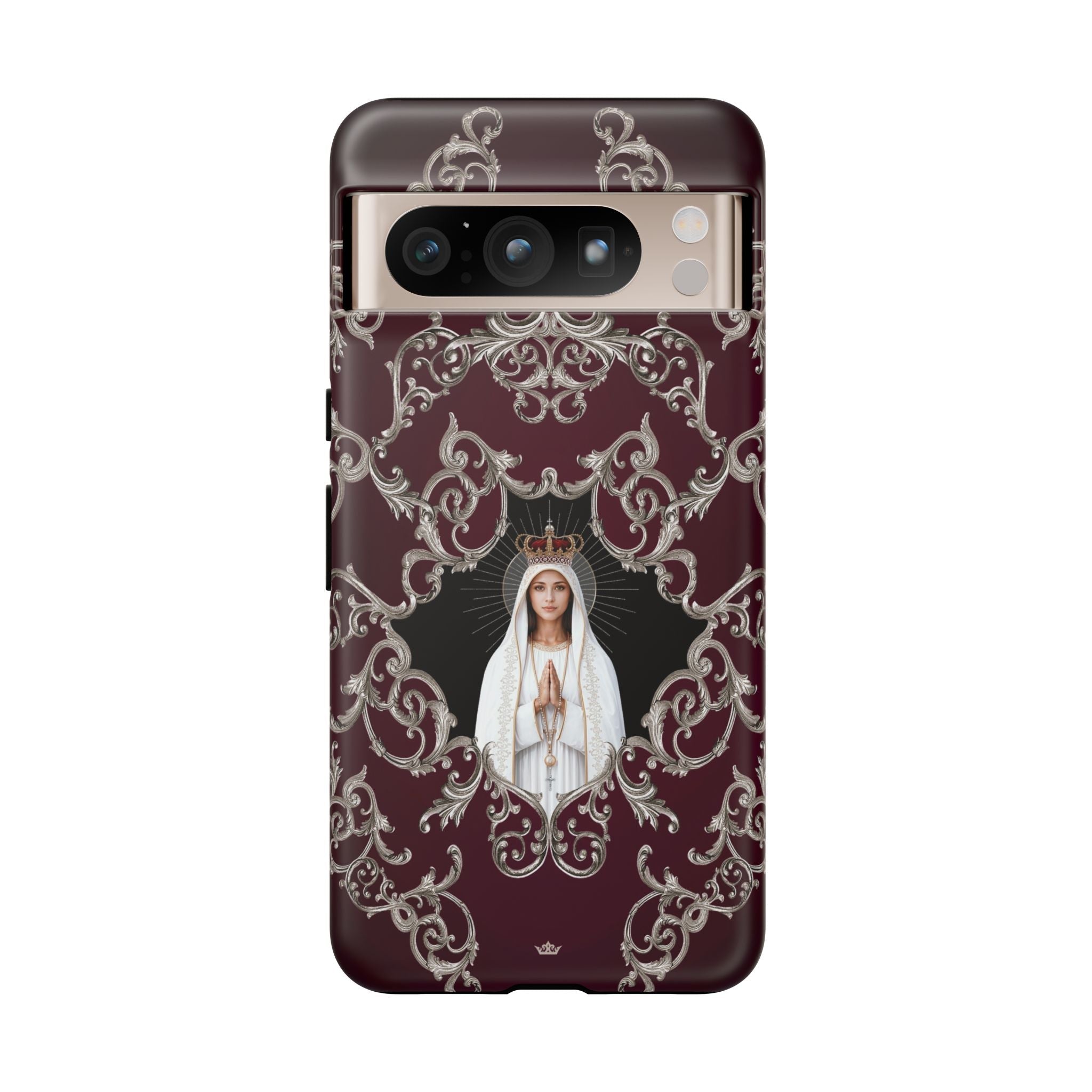 Our Lady of Fatima Hard Phone Case (Baroque Mahogany) - Venxara