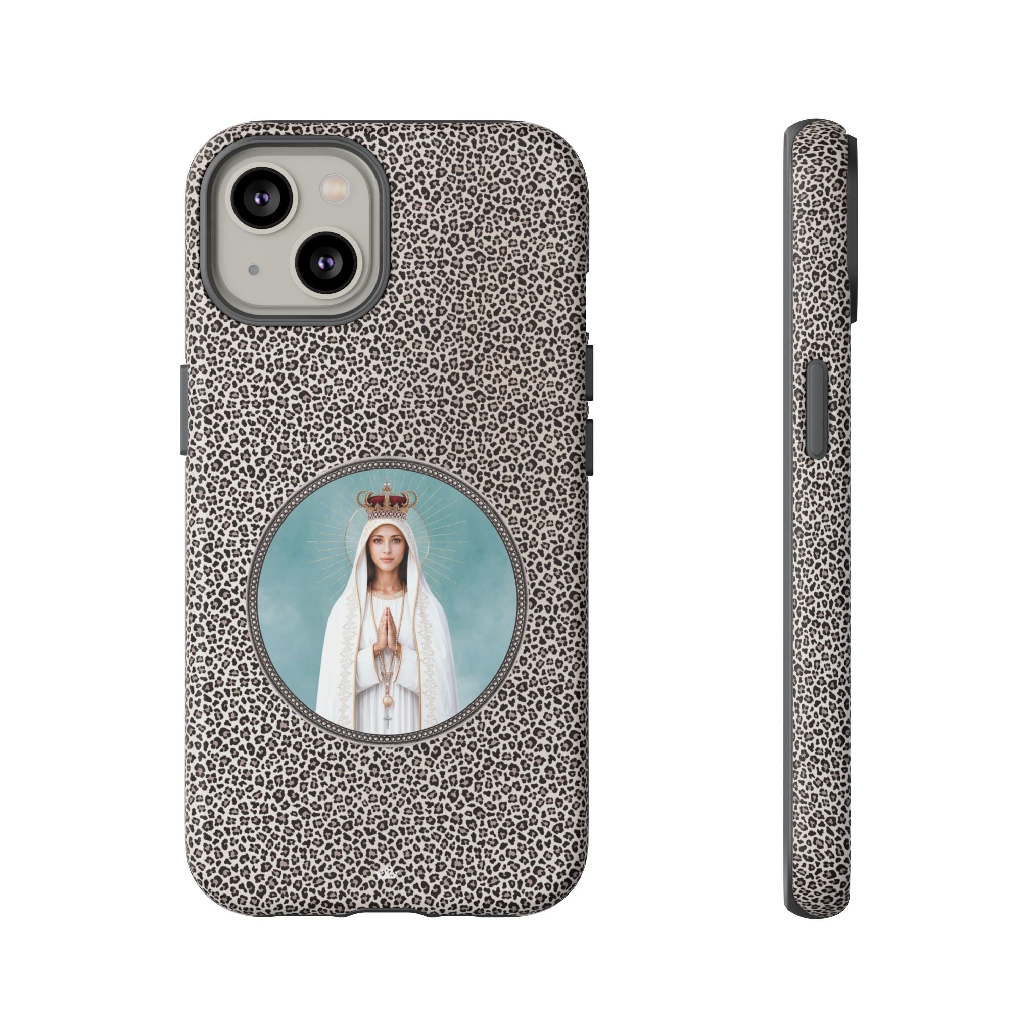 Our Lady of Fatima Hard Phone Case (Leopard) - Venxara