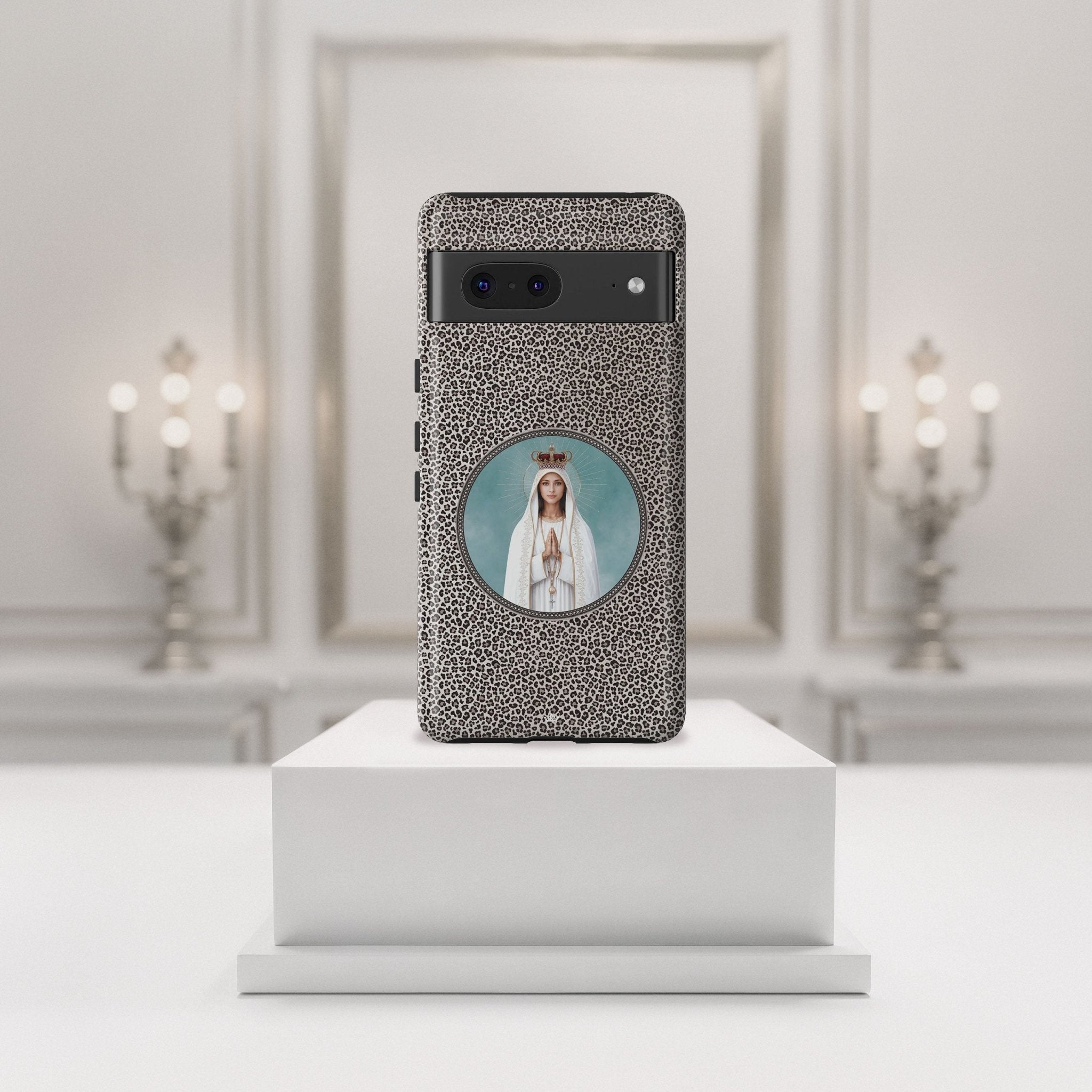 Our Lady of Fatima Hard Phone Case (Leopard) - Venxara