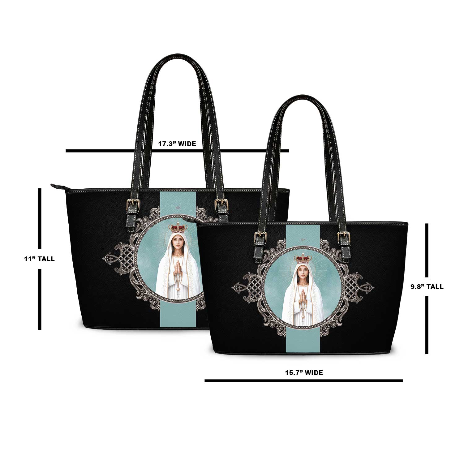 Our Lady of Fatima Medallion Tote Bag (Black) - Venxara
