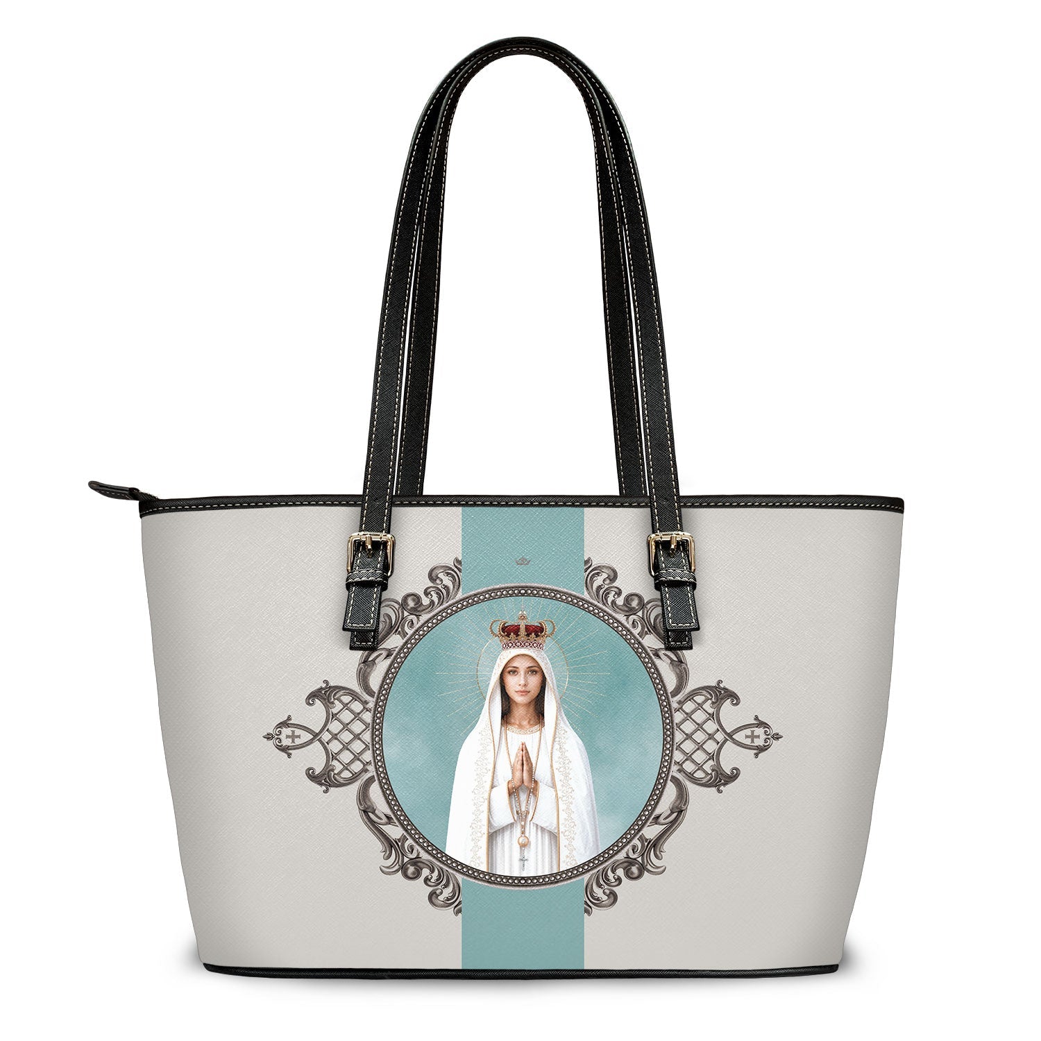 Our Lady of Fatima Medallion Tote Bag (Sand) - Venxara