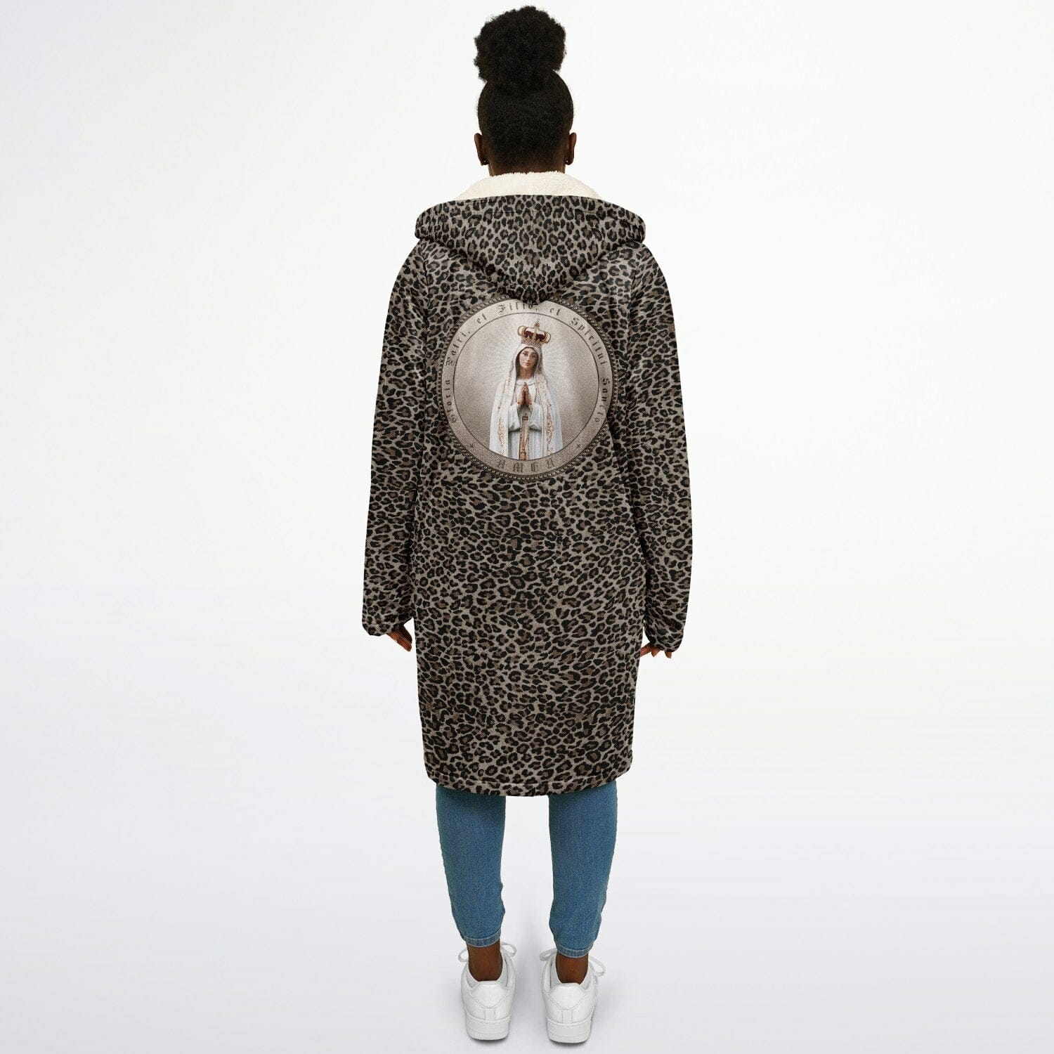Our Lady of Fatima Zipper Microfleece Cloak (Bold Leopard)