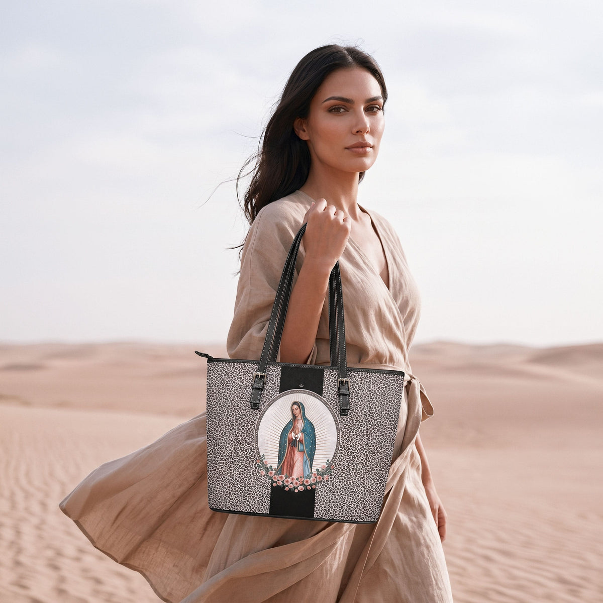 Our Lady of Guadalupe Tote Bag (Leopard) Copyright VENXARA