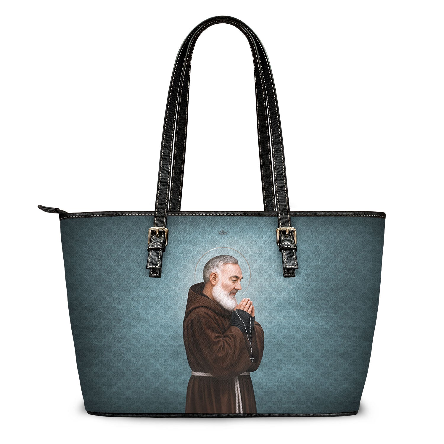 St. Padre Pio Tote Bag (Blue Patina) - Venxara