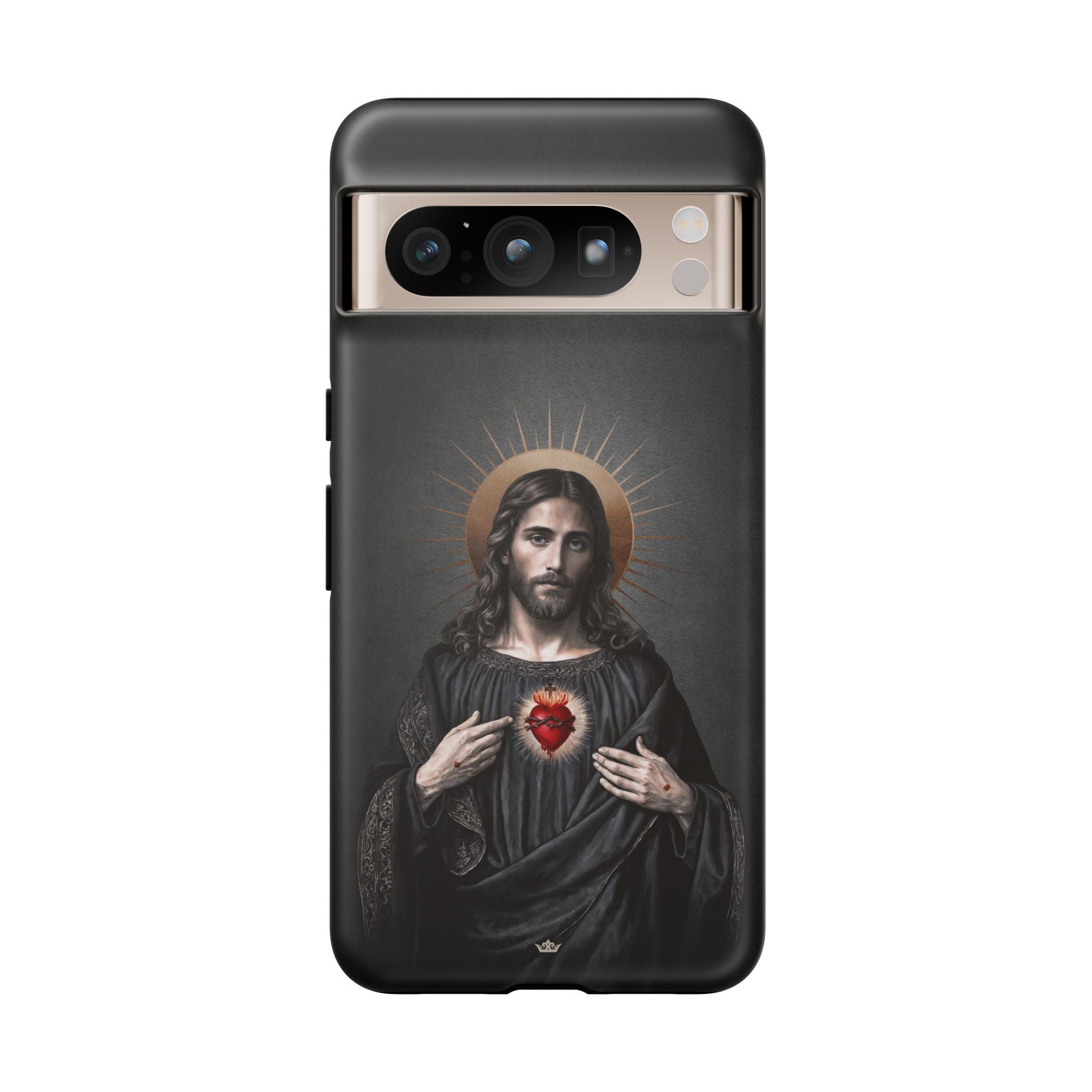 Sacred Heart of Jesus Hard Phone Case (Vintage Black) - Venxara